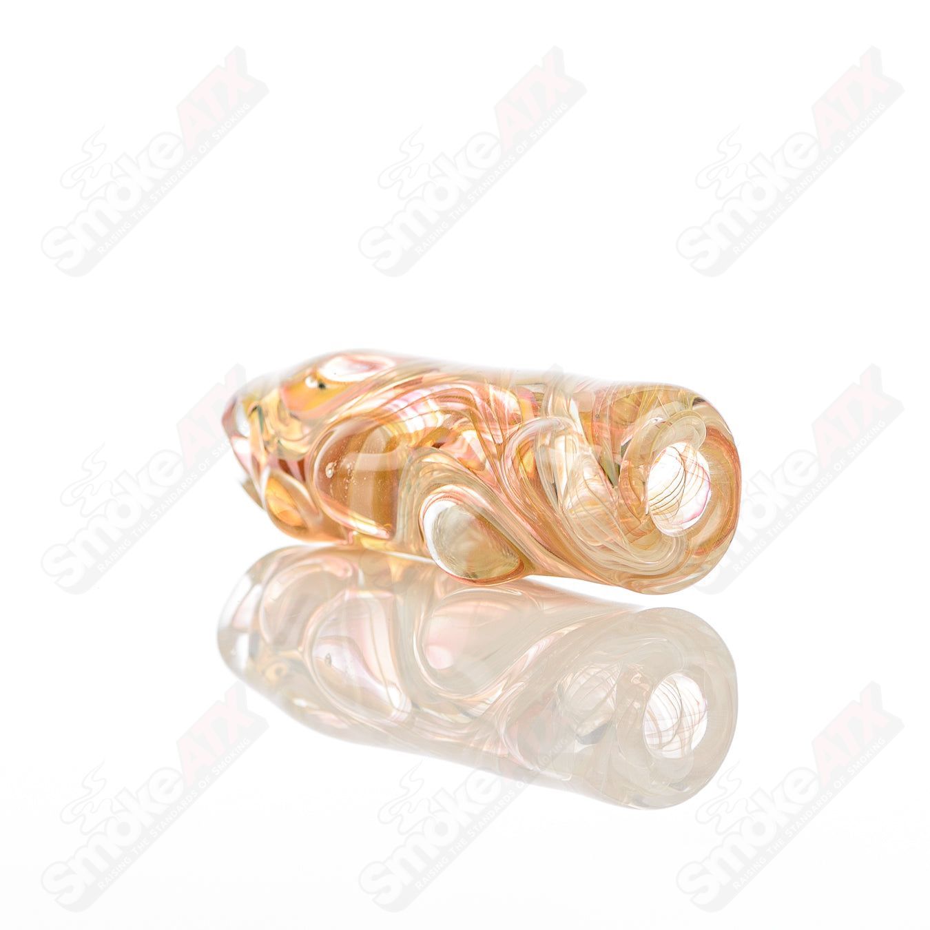 Texas Hot Glass #4 Taster Chillum glass pipe with clear glass and intricate design, perfect for discreet use.