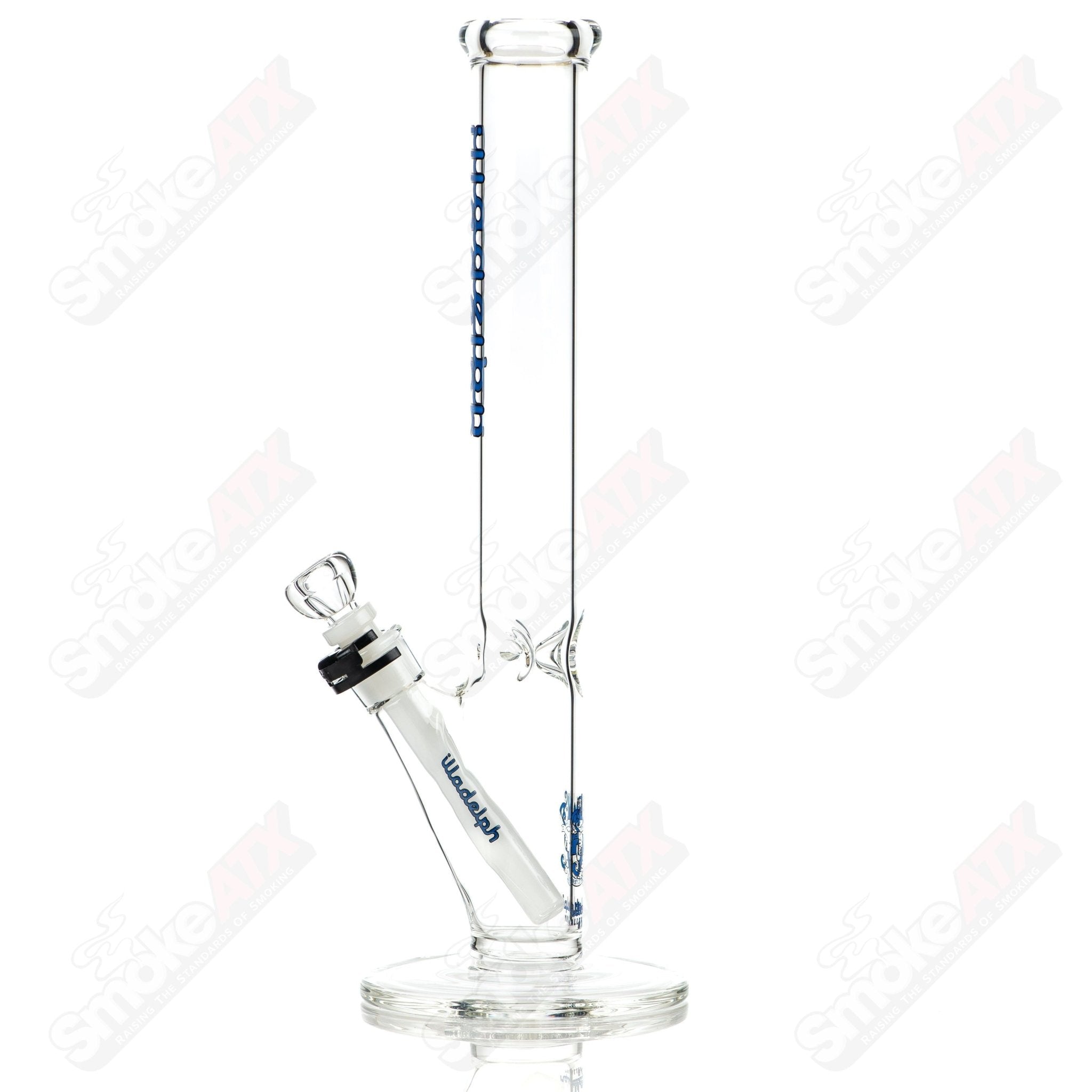 Navy blue 45mm straight glass tube by Illadelph, featuring a sleek design and clear glass construction.