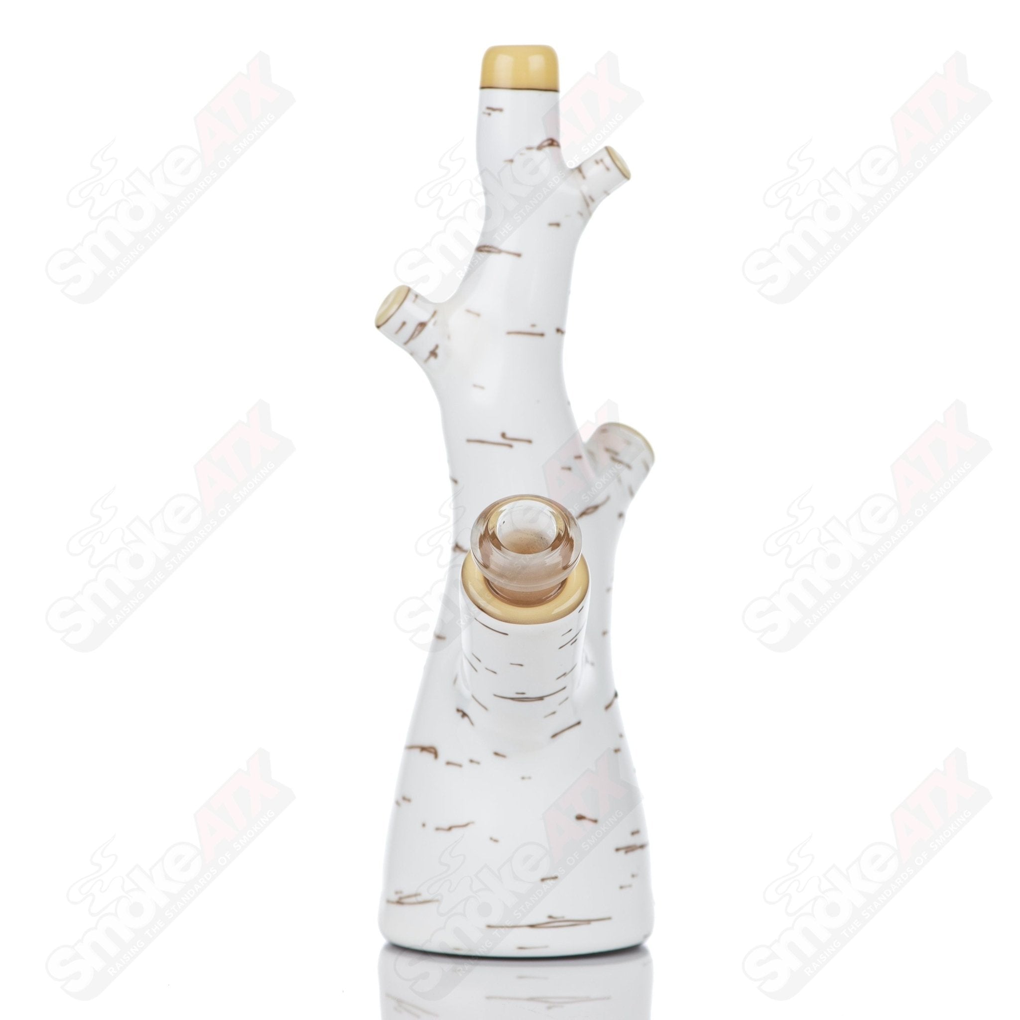 Foster Glass 10mm Birch Tube concentrate rig with a clear glass body, designed for concentrates and featuring a sturdy heady glass style.