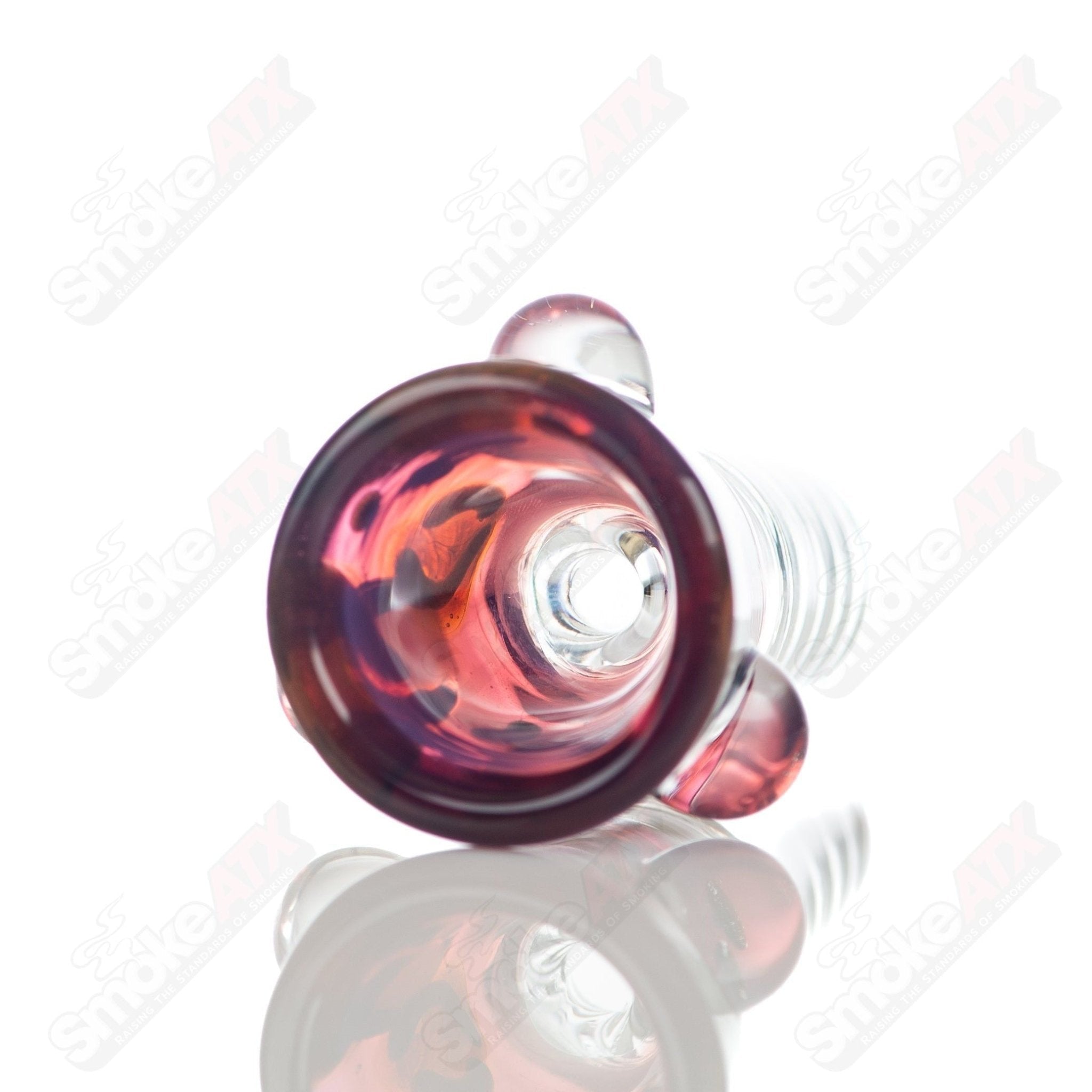 Leopard print 18mm glass martini bowl with dotted design by Adventures In Glass Blowing, showcasing intricate glass art and pattern details.