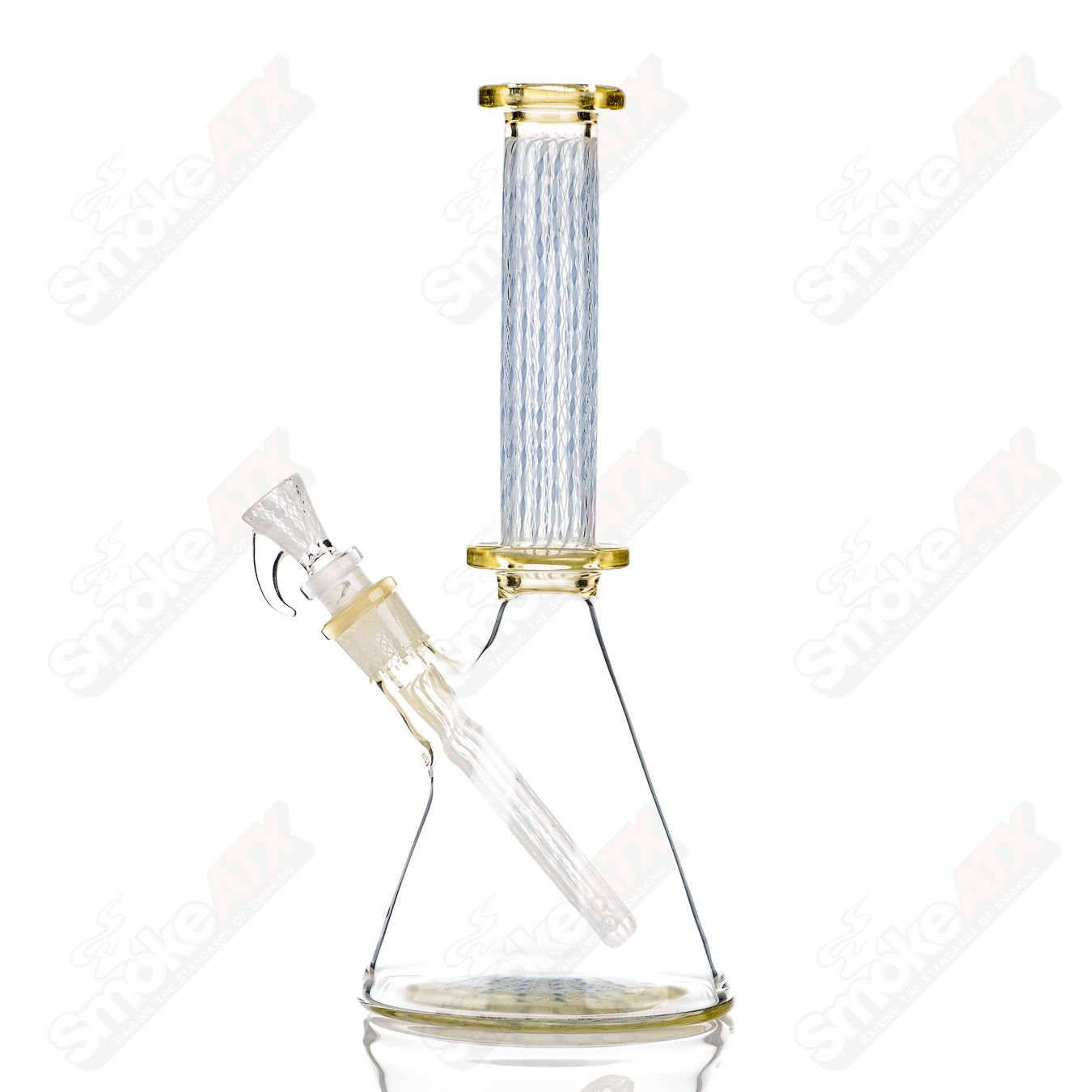 Clear glass #5 beaker from Steven Pierce Glass x Harold Cooney, featuring a smooth, rounded shape and detailed craftsmanship.
