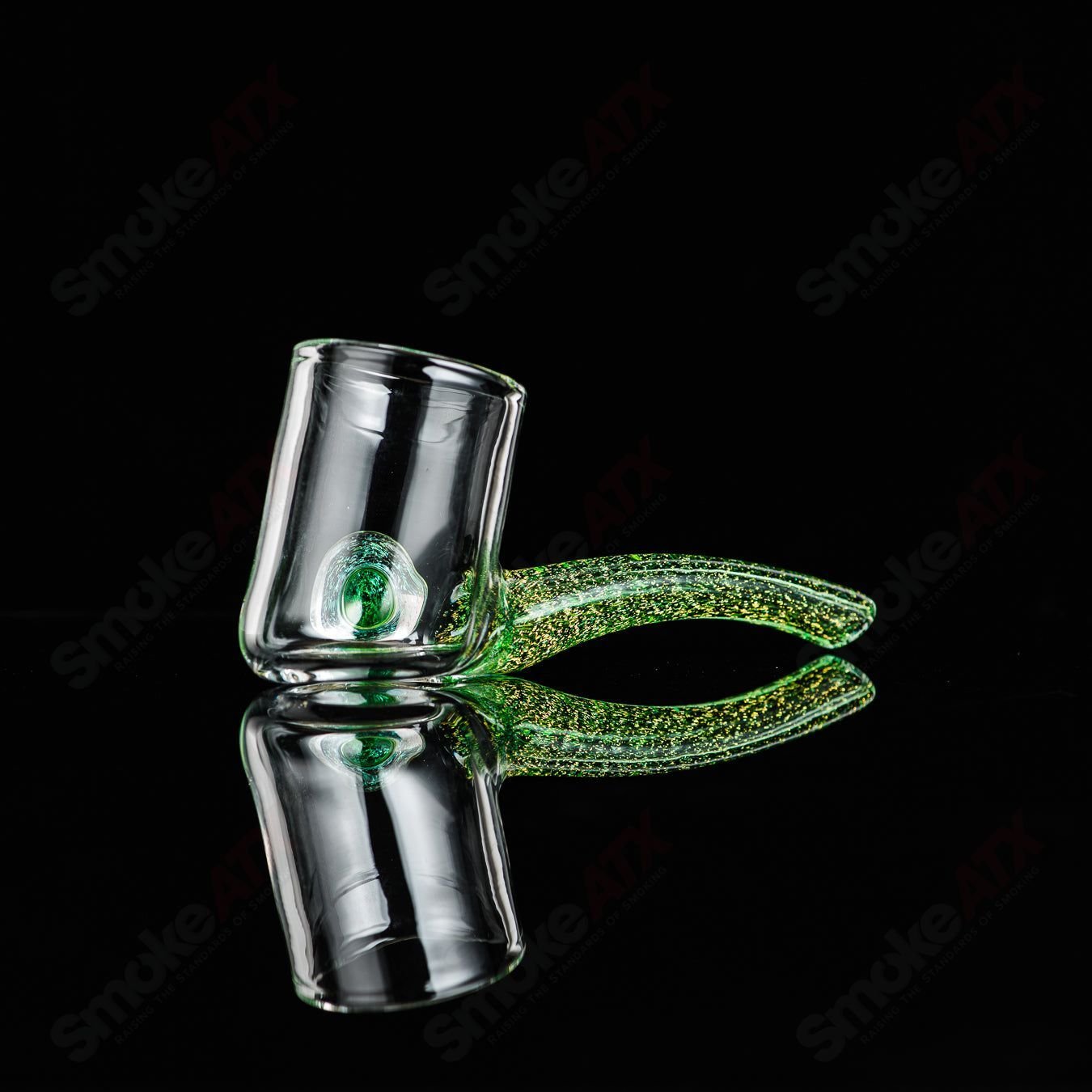 Justin Freeman glass Dichro Proxy Attachment, a colorful, reflective glass accessory with intricate design details.