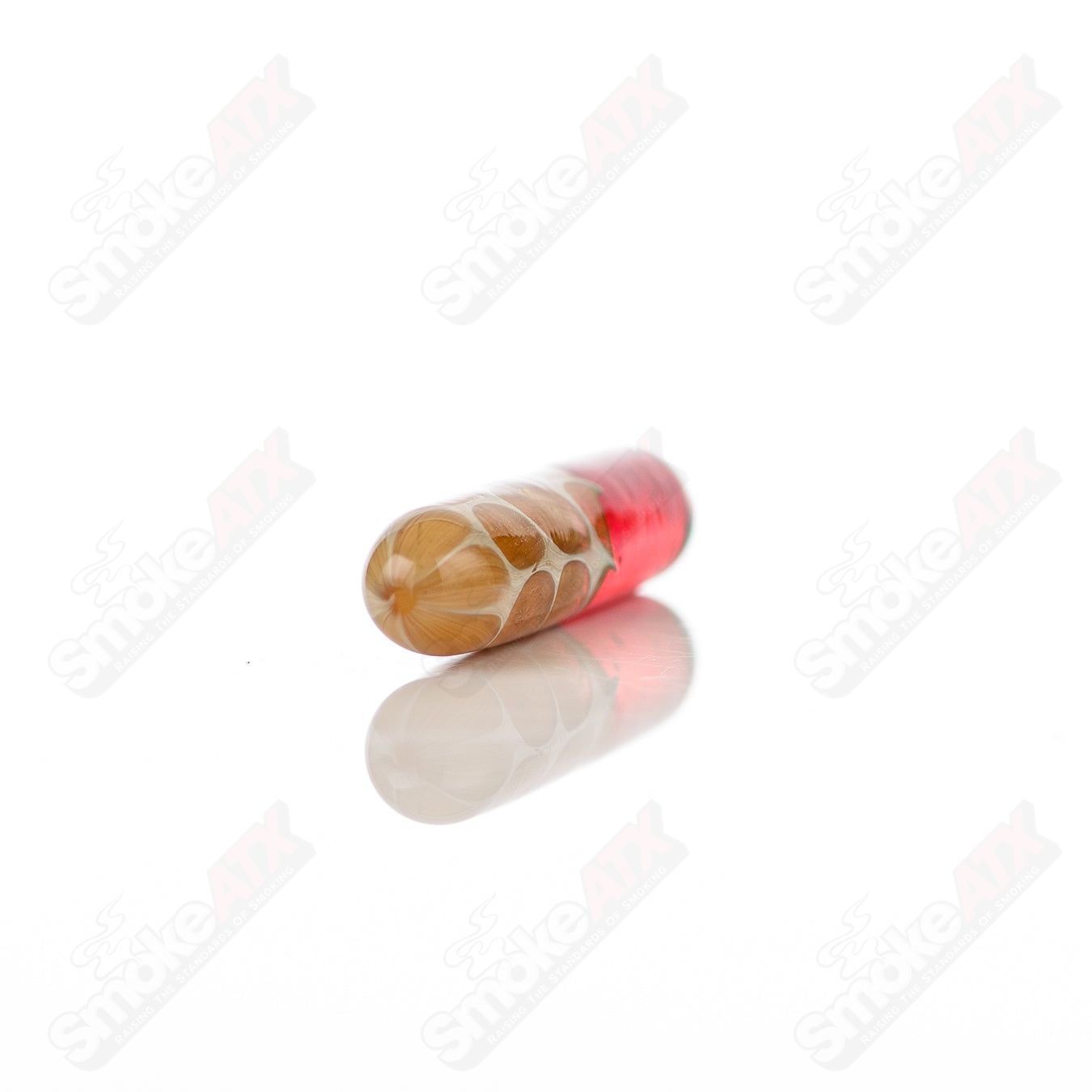 Black Robertson Glass #5 Terp Pill by 710 Products, featuring a clear glass design with a cylindrical shape and detailed branding.