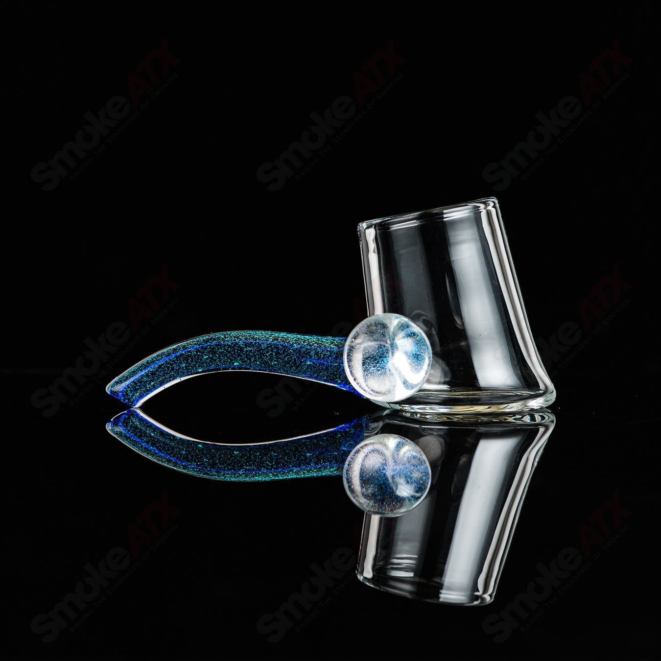 Justin Freeman glass Dichro Proxy Attachment, a colorful glass accessory with iridescent dichroic finish.