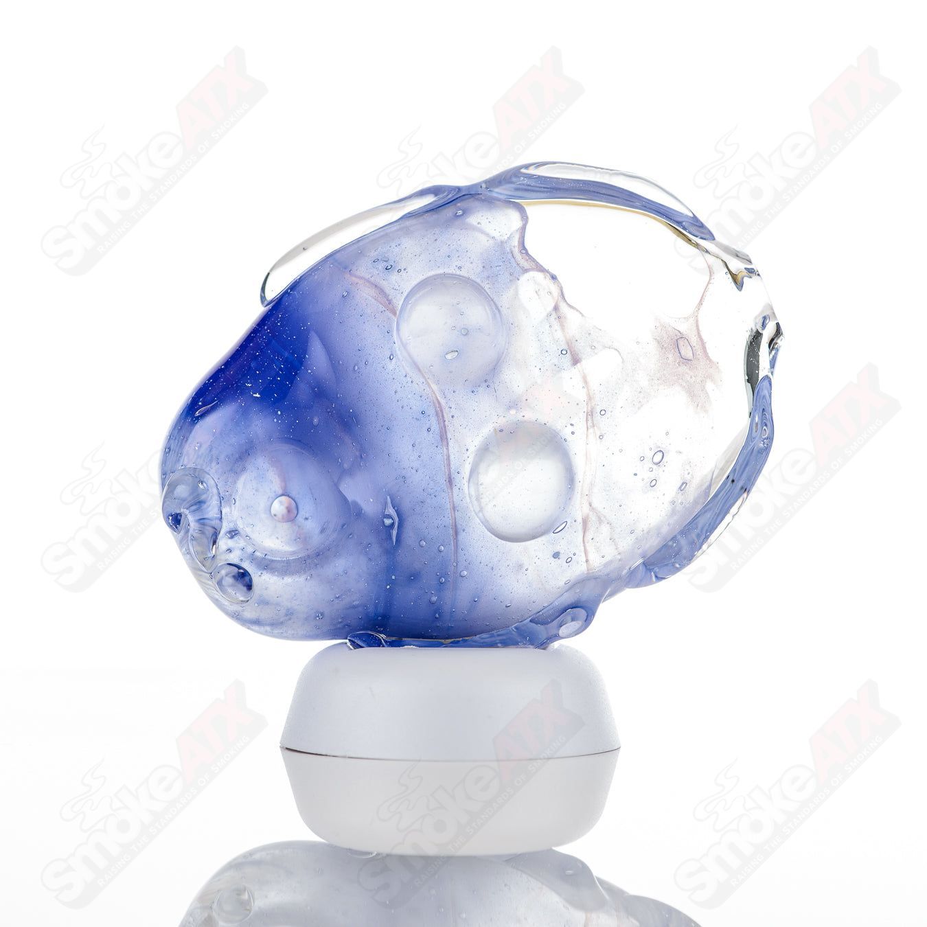 Glass Goddess Pipe by Nobody, clear glass smoking pipe featuring a detailed goddess design and smooth finish.
