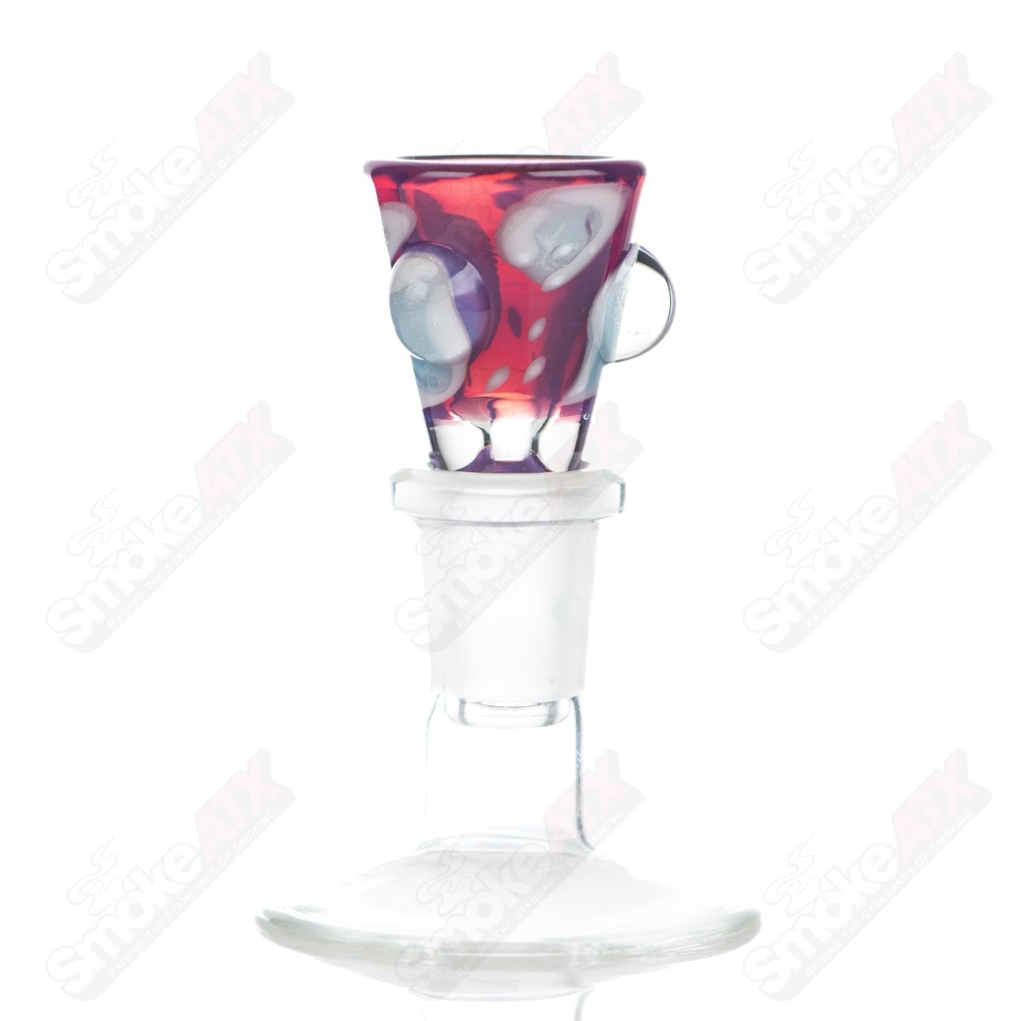 Leopard print 14mm glass martini bowl with dot accents by Adventures In Glass Blowing, showcasing intricate hand-blown glass design.