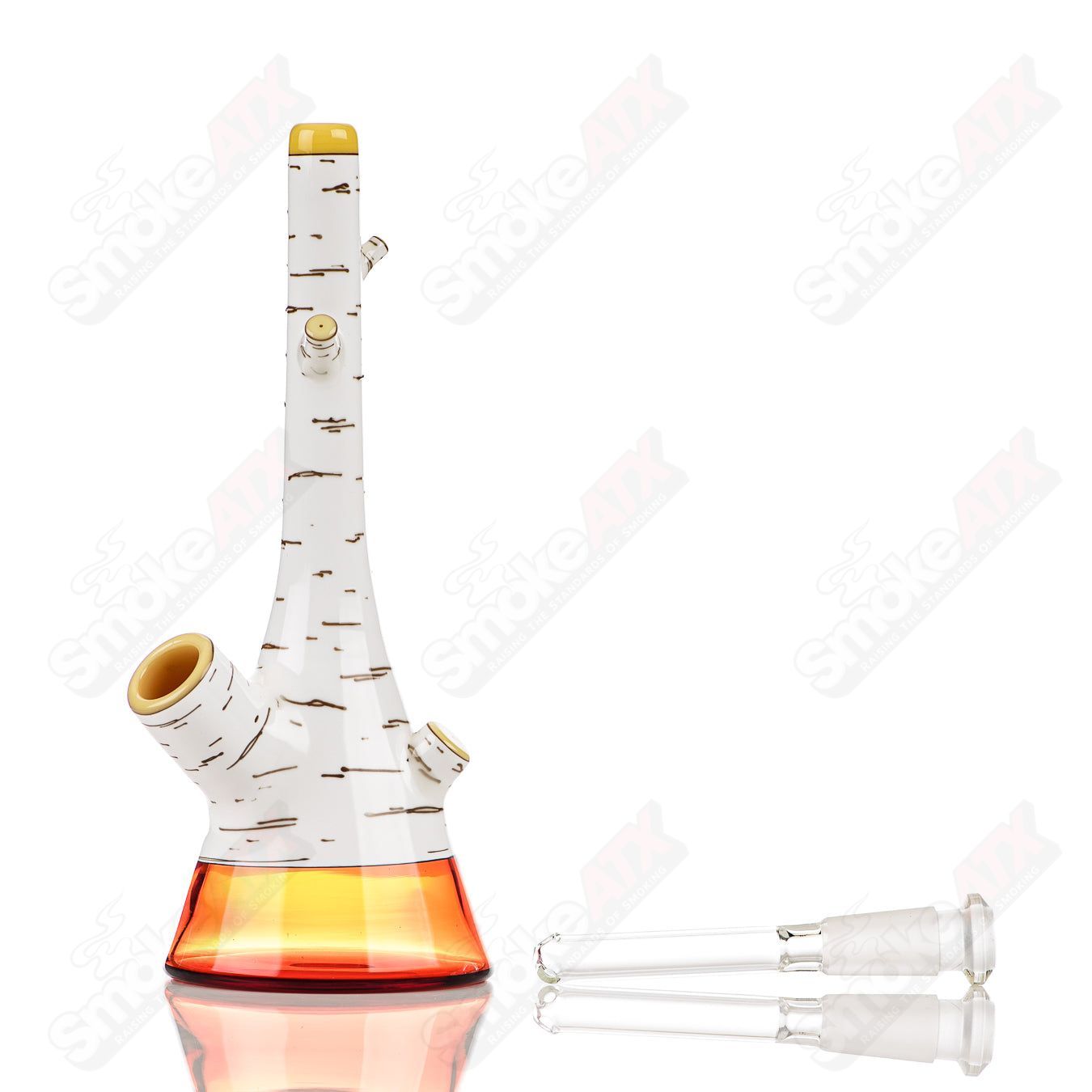 Foster Glass #7 Birch Tube Foster Glass heady concentrate rig with clear glass and intricate design, ideal for concentrate dabbing.