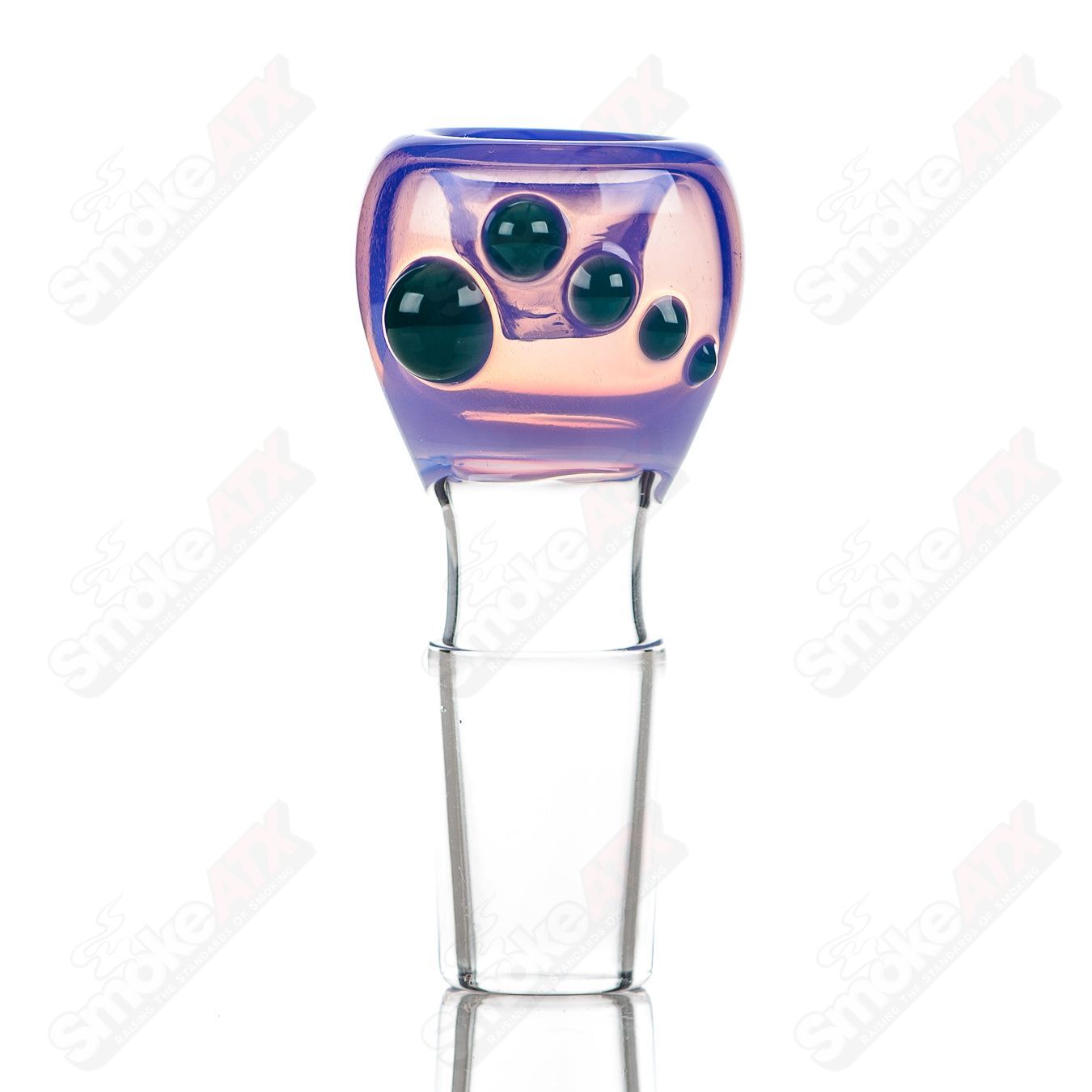 Colorful Dustorm Glass #8 18mm push slide bowl featuring vibrant full-color design and clear glass construction.