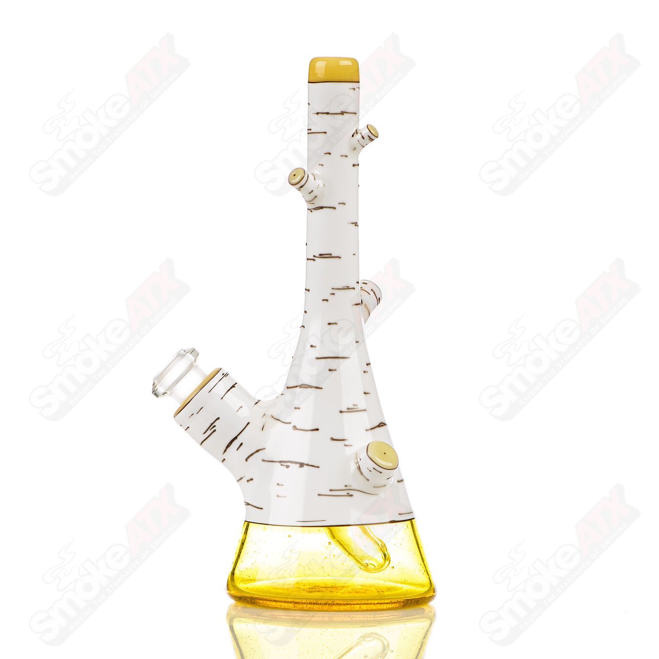 Foster Glass Heady Glass #8 Birch Tube Foster Concentrate Rig with clear glass and intricate design, used for concentrating cannabis.
