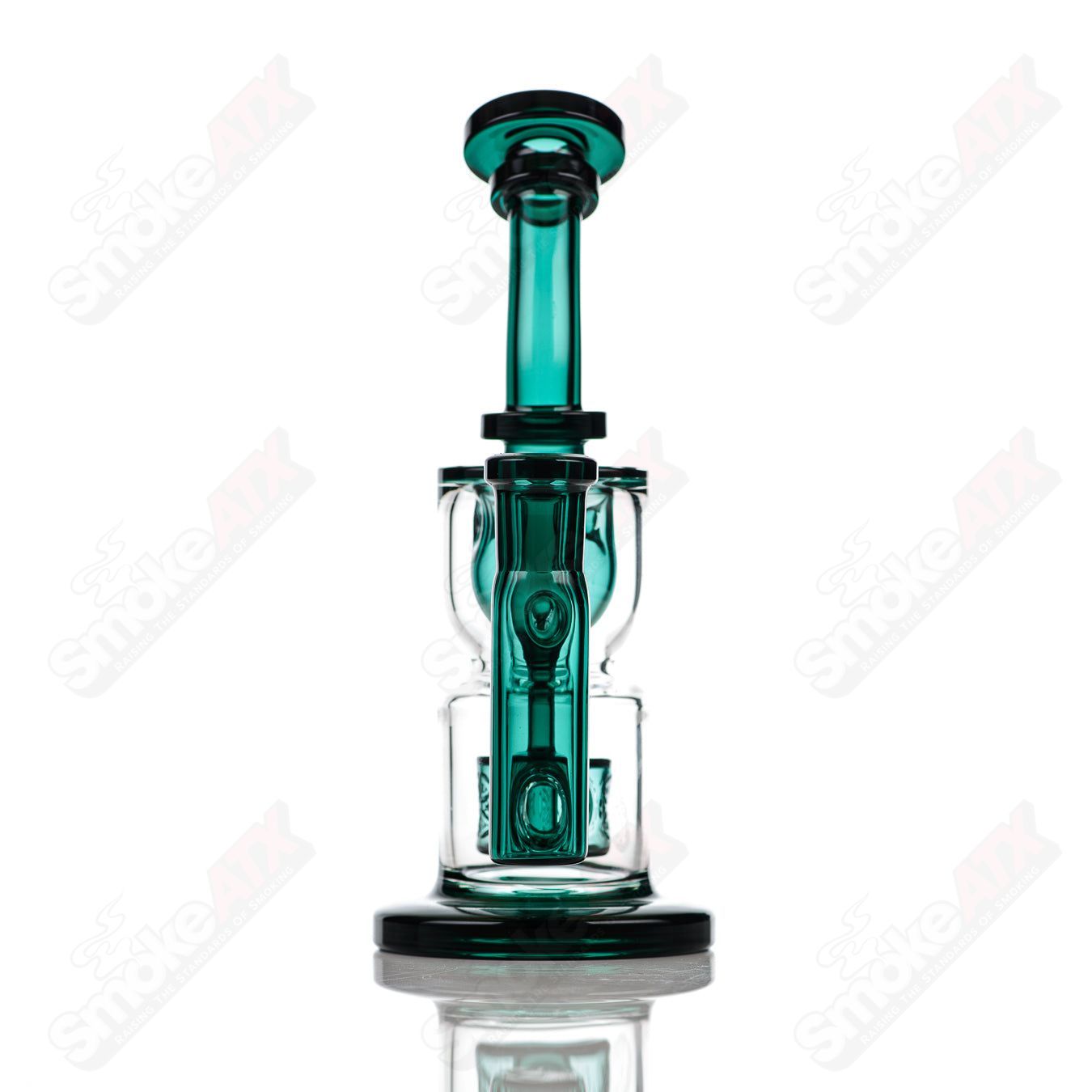 8in 14mm Hourglass Taurus Incycler Fat Boy Glass Teal - Smoke ATX