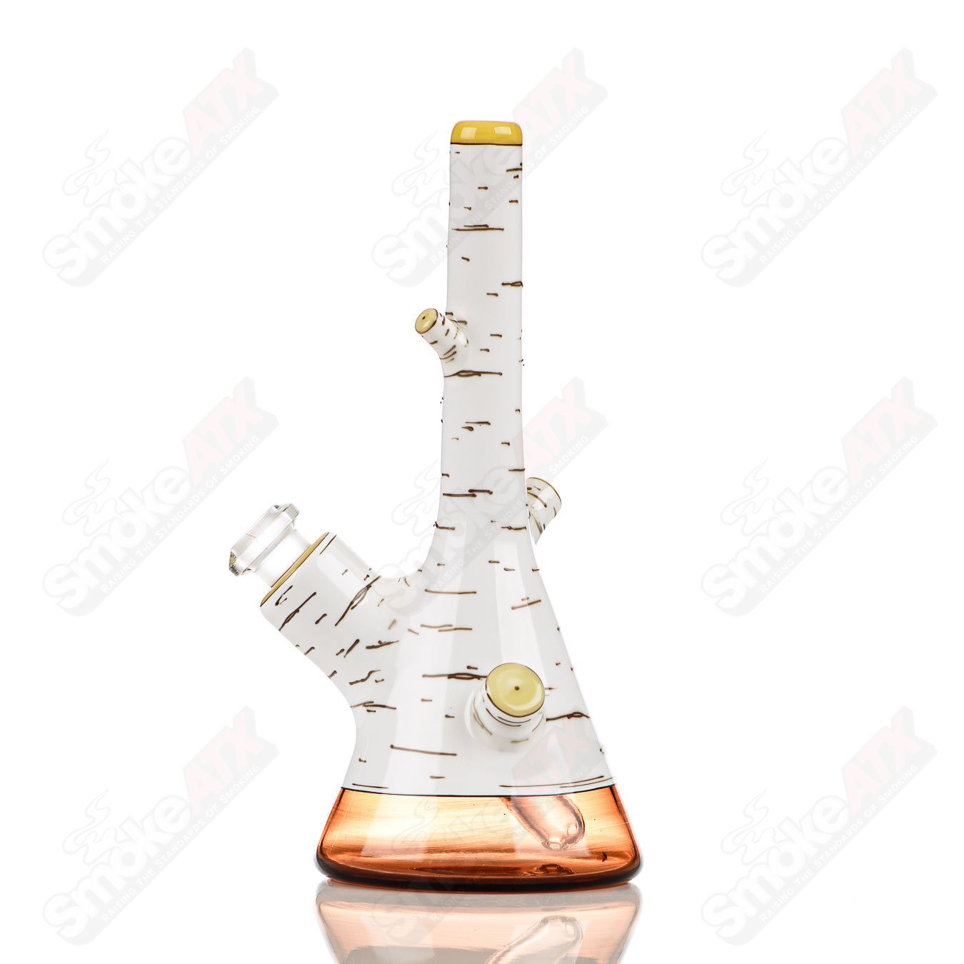 Foster Glass Heady Glass Birch Tube Foster Concentrate Rig with clear glass and intricate design for concentrate use