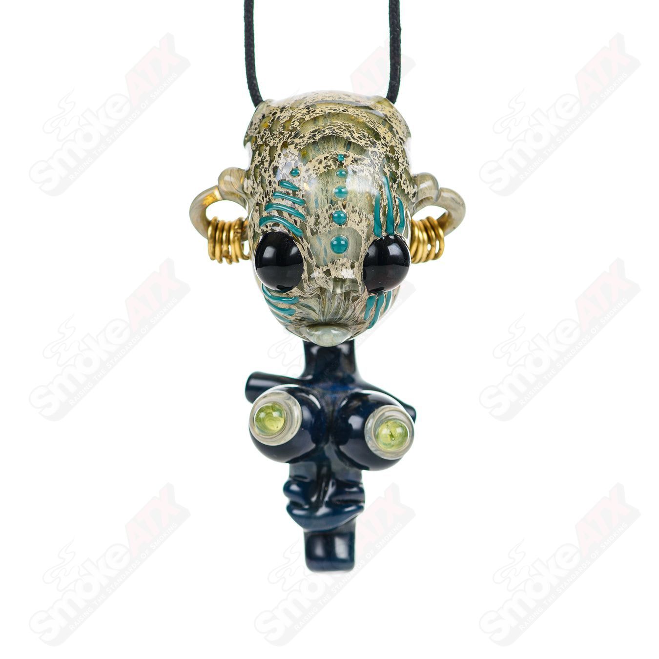 Bufo Alien Bondage Slave Pendant, a colorful glass pendant featuring an alien design from the Heady Glass collection.