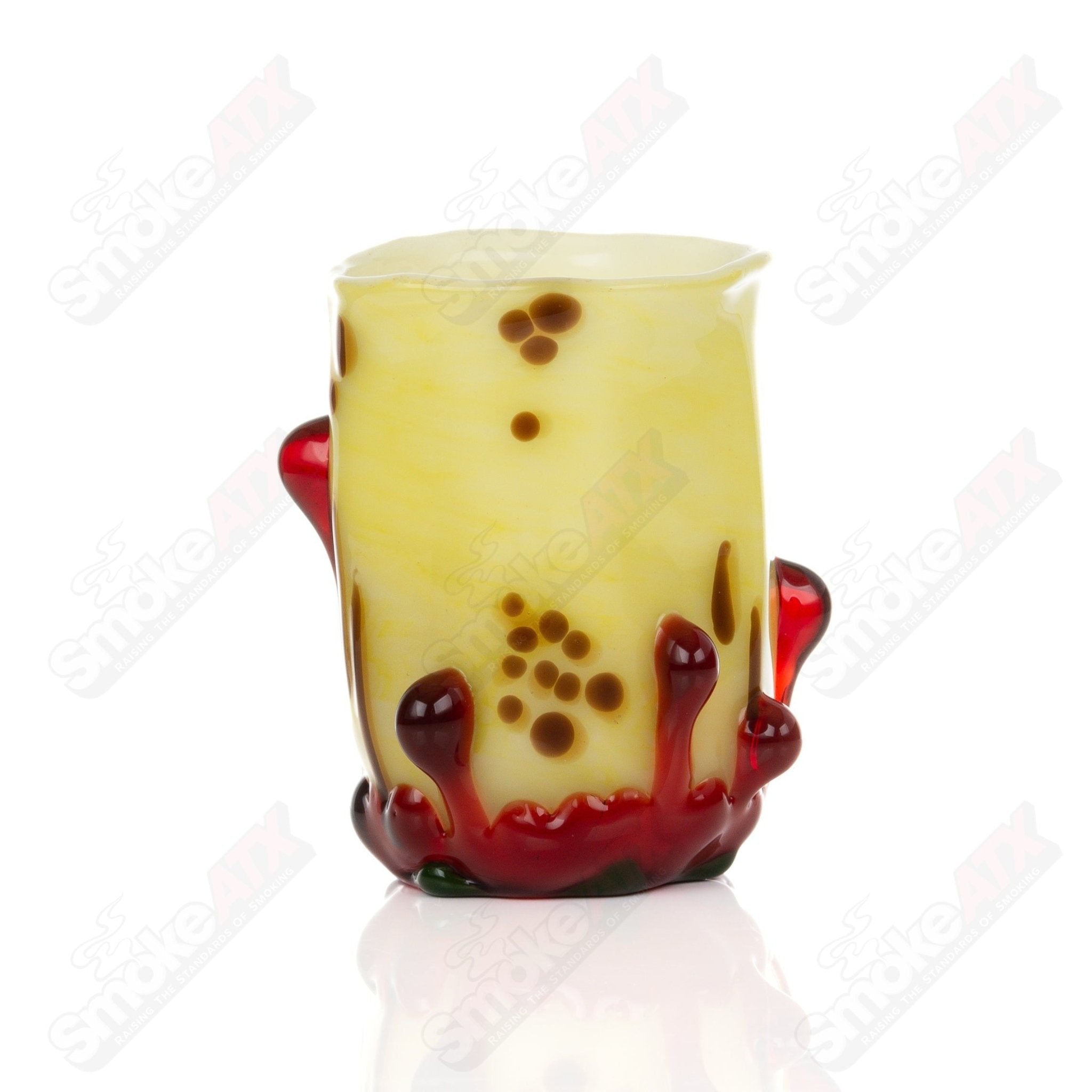 Heady Glass Banana Cup Boots by Smoke ATX, colorful glass cups shaped like bananas with intricate details.