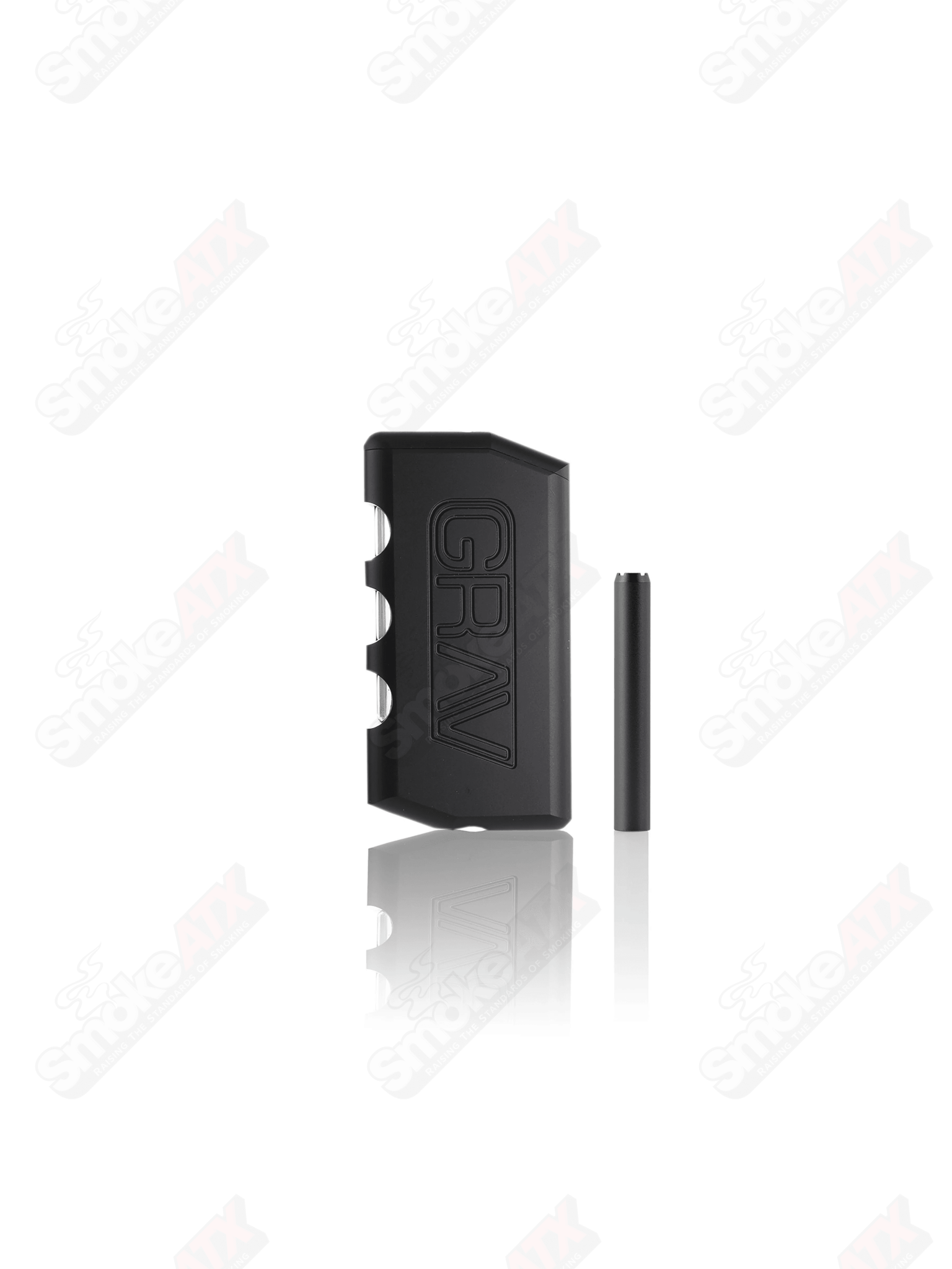 Black Grav Dugout for 420 products, featuring a sleek black design and compact storage for smoking accessories.