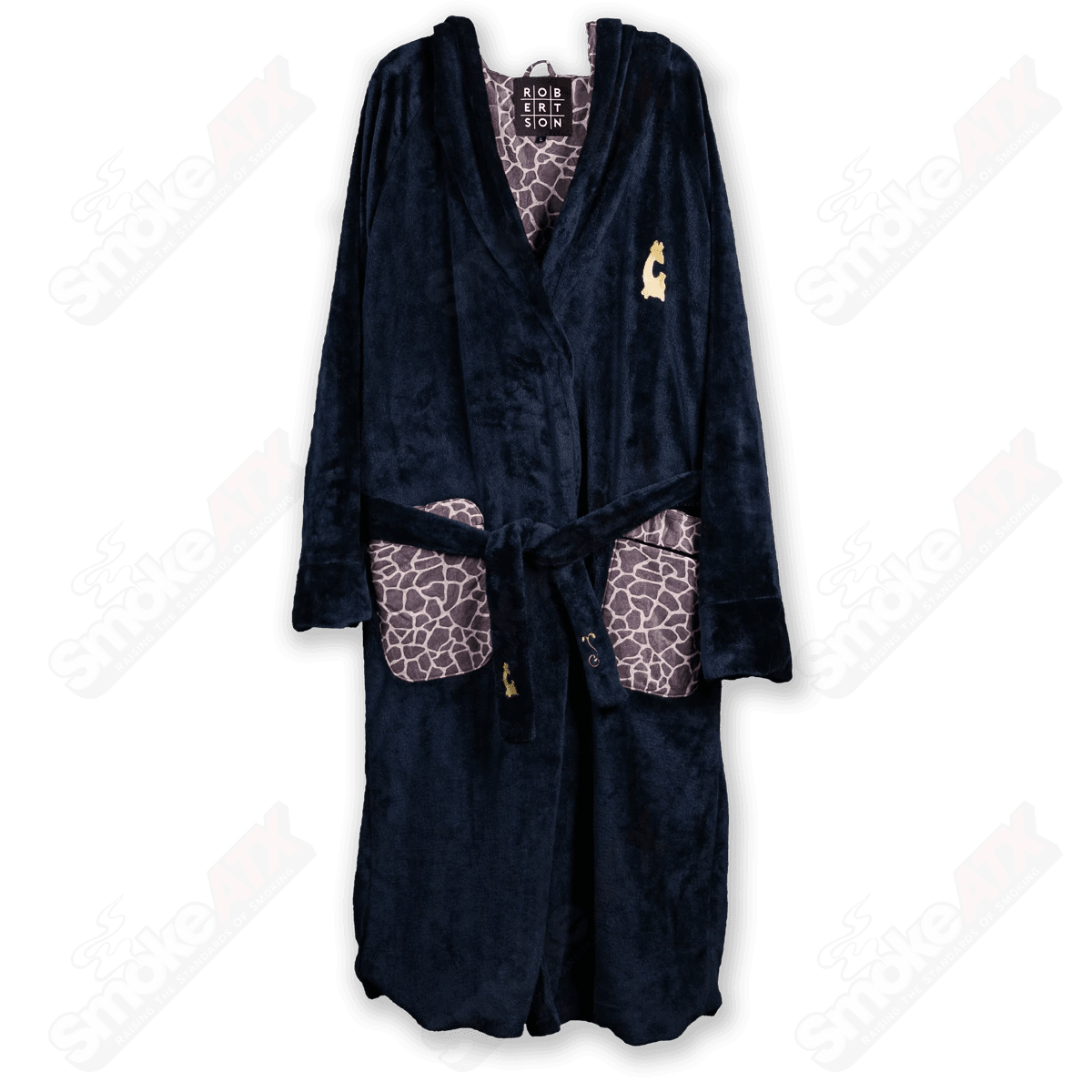 Black Robe W/ Giraffe Print Matt Robertson Glass Black Large - Smoke ATX