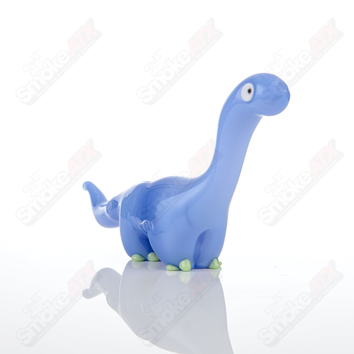 Blue Dino w Jade Accents Pipe Nicko Glass - Smoke ATX