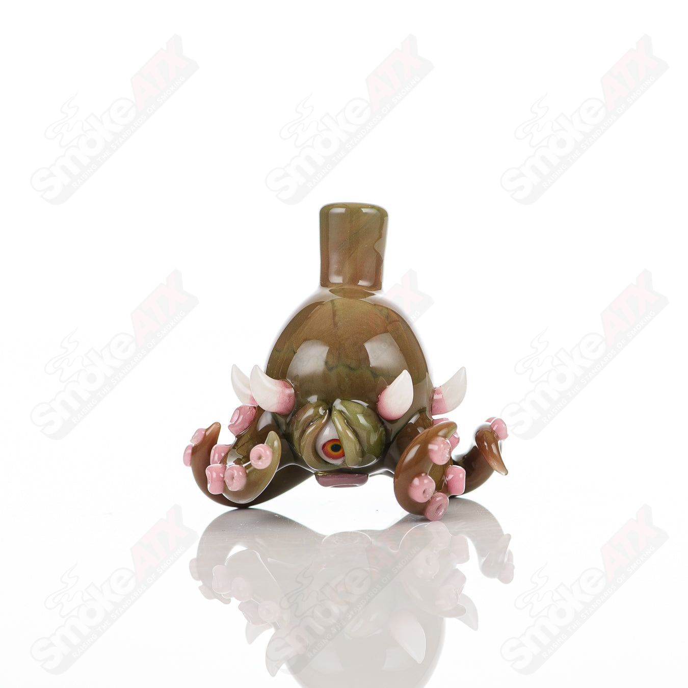 Salt Glass Bubble Cap in Spanish Olive color for Heady Glass carb rig, designed for controlling airflow during dabbing.