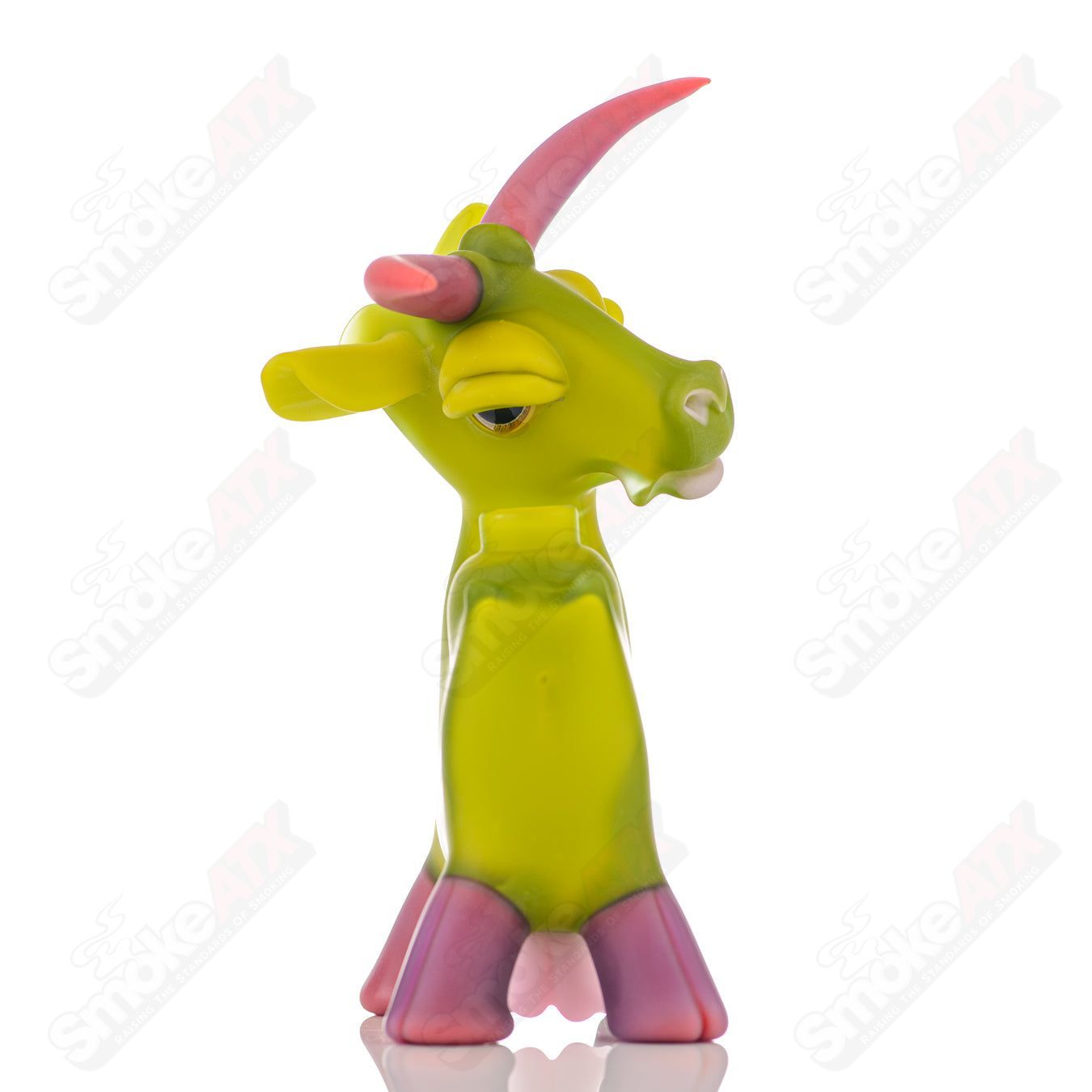 Colorful Cow Rig Robertson Glass heady concentrate rig with detailed cow design, featuring intricate glasswork and vibrant colors.