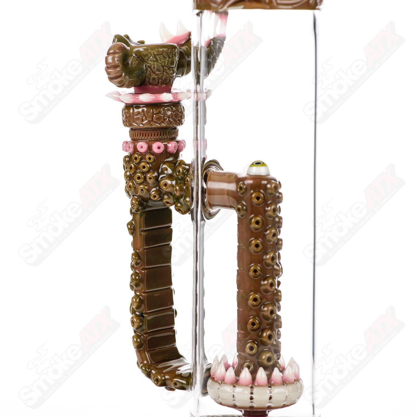 Salt Glass Disc Perc Fully Salted Straight Tube with Slide in Spanish Olive color, featuring a salt-lined disc percolator design.