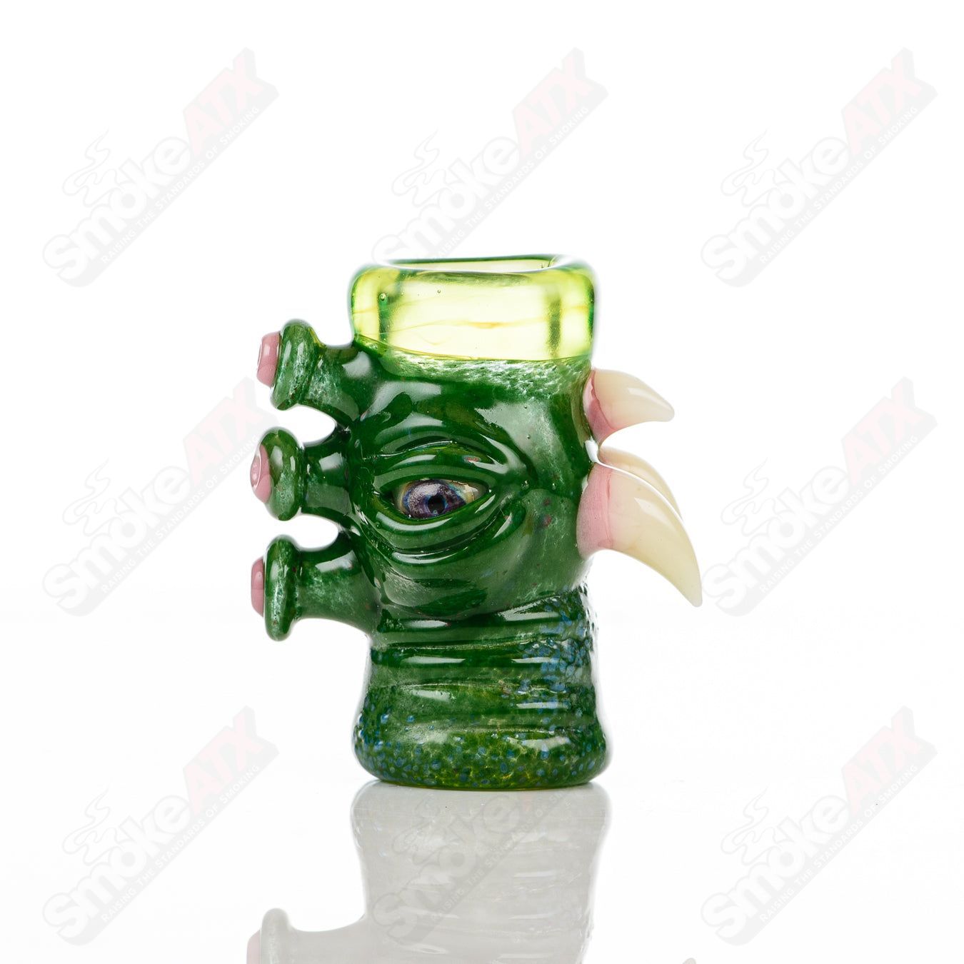 Salt Glass Dome Conversion ISO Jar with Slime/Experimental Green and Sunset Slime designs, designed for Heady Glass cups.