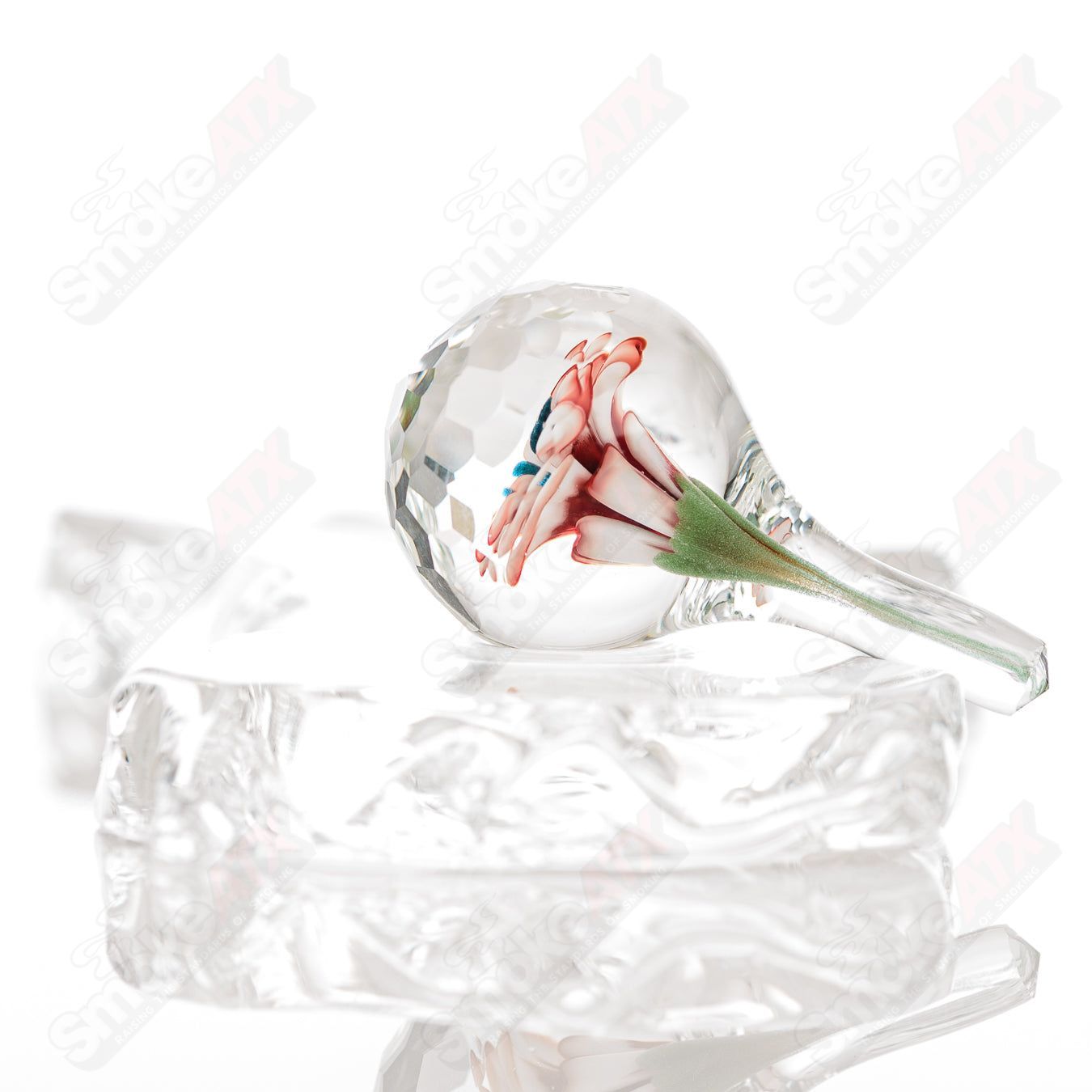 Faceted Flower Implosion Slurper Set by Indo & Fatal Facets, heady glass collection featuring colorful, intricate glass slurper tools.