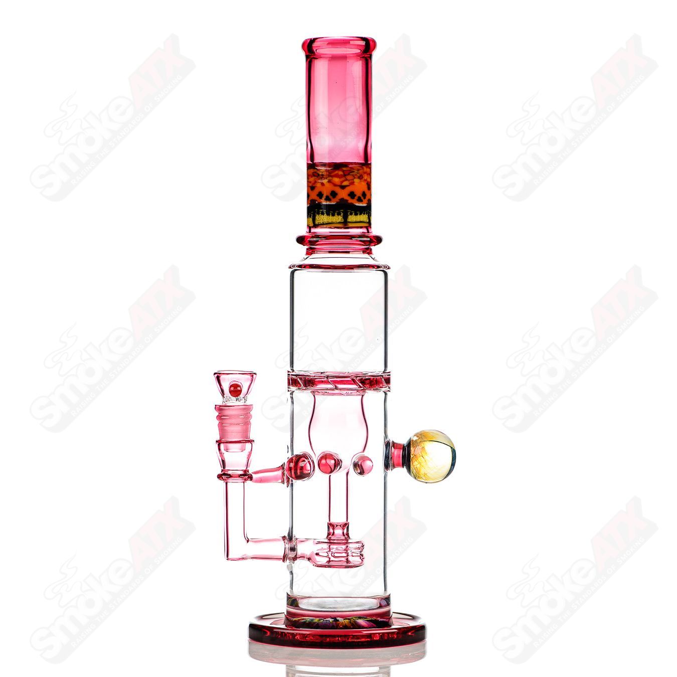 Full-size gold ruby milli turbine incycler by Crunklestein x Terroir, a heady glass piece with intricate turbine design.