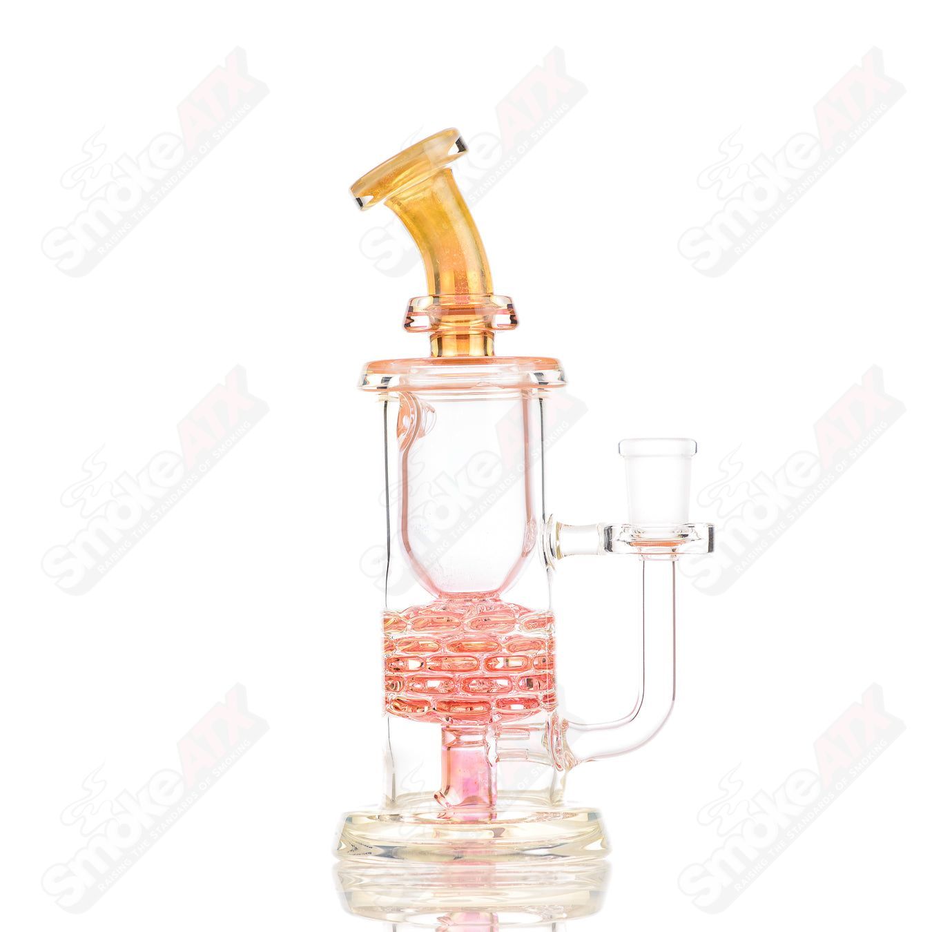 Leisure Glass Fume Brickstack Incycler leisure concentrate rig with clear glass and stacked brick design for dabbing.