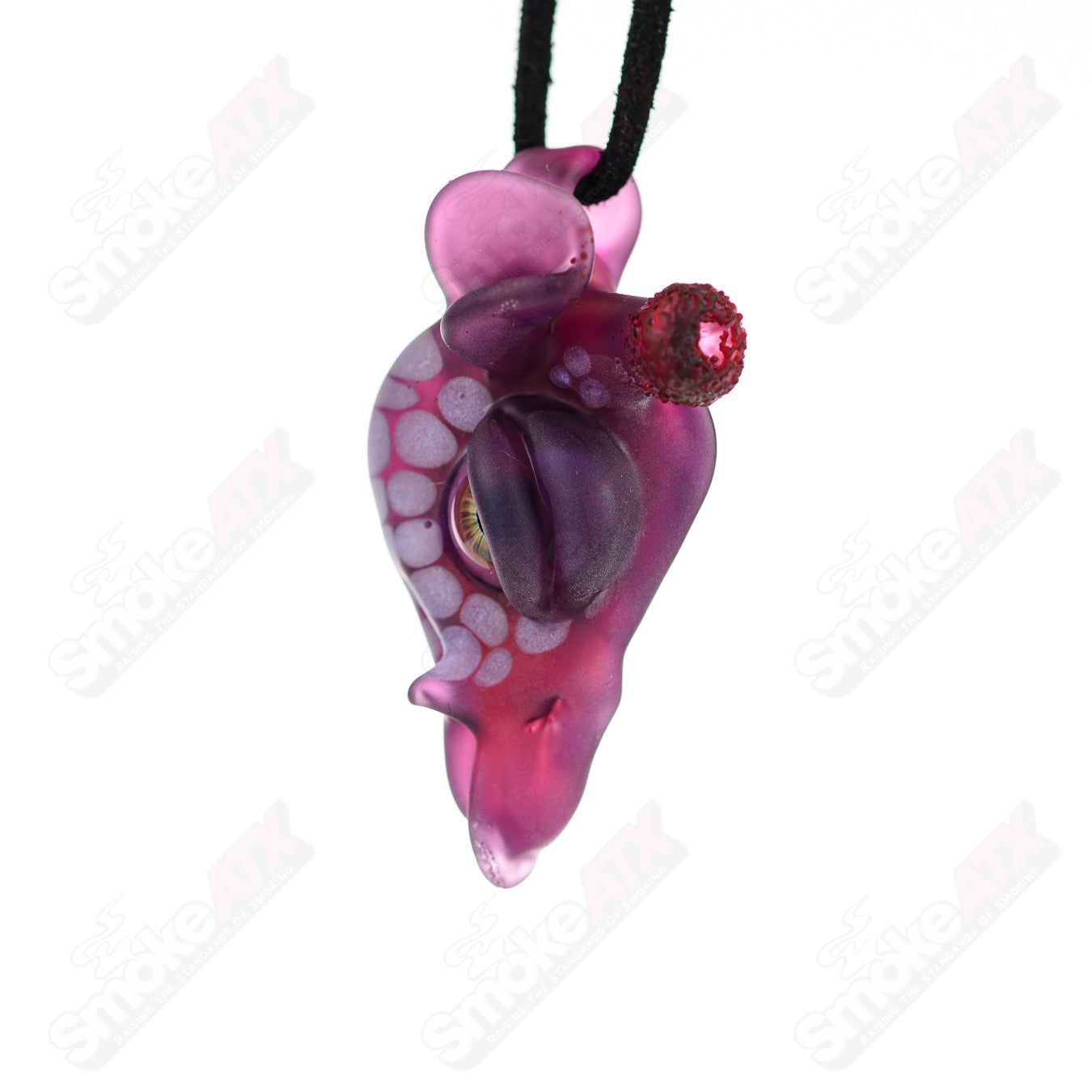 Colorful Giraffe Pendant by Robertson Glass, featuring royal Jelley and Wisteria accents, in a detailed heady glass design.