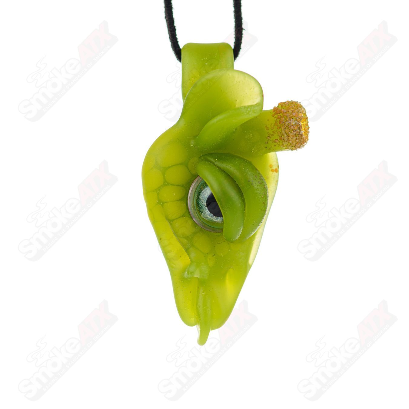 Robertson Glass giraffe pendant made of glass with timber and Roswell details, showcasing intricate design and craftsmanship.