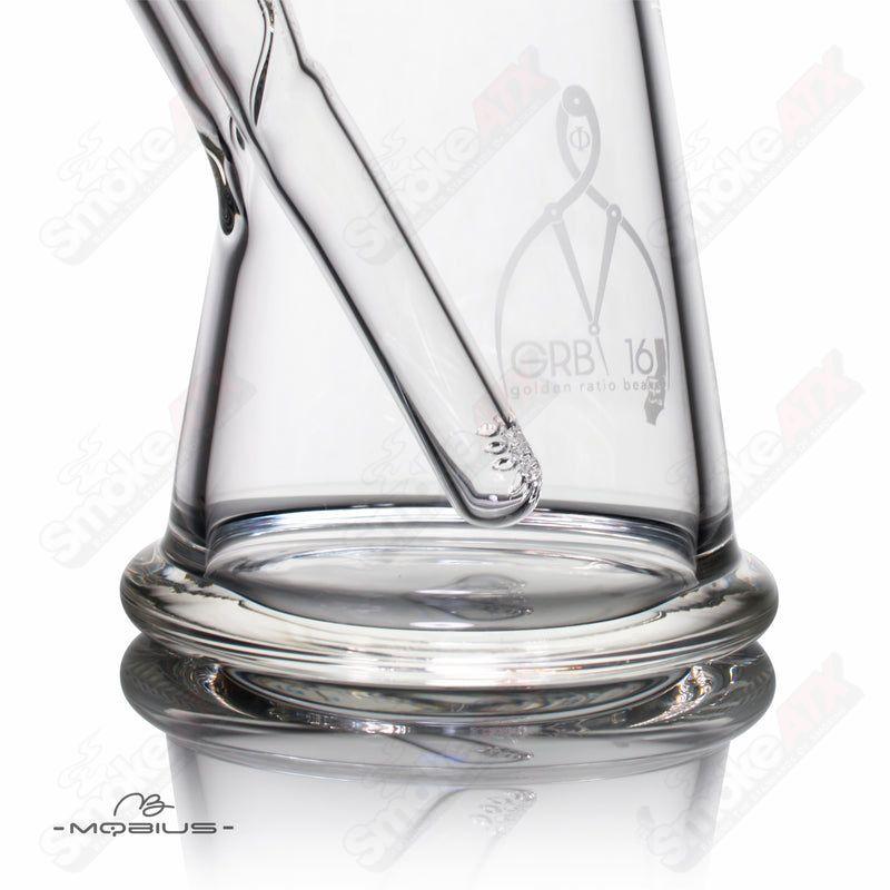 Mobius GRB 16 Matrix glass beaker with clear cylindrical design and measurement markings for laboratory use.