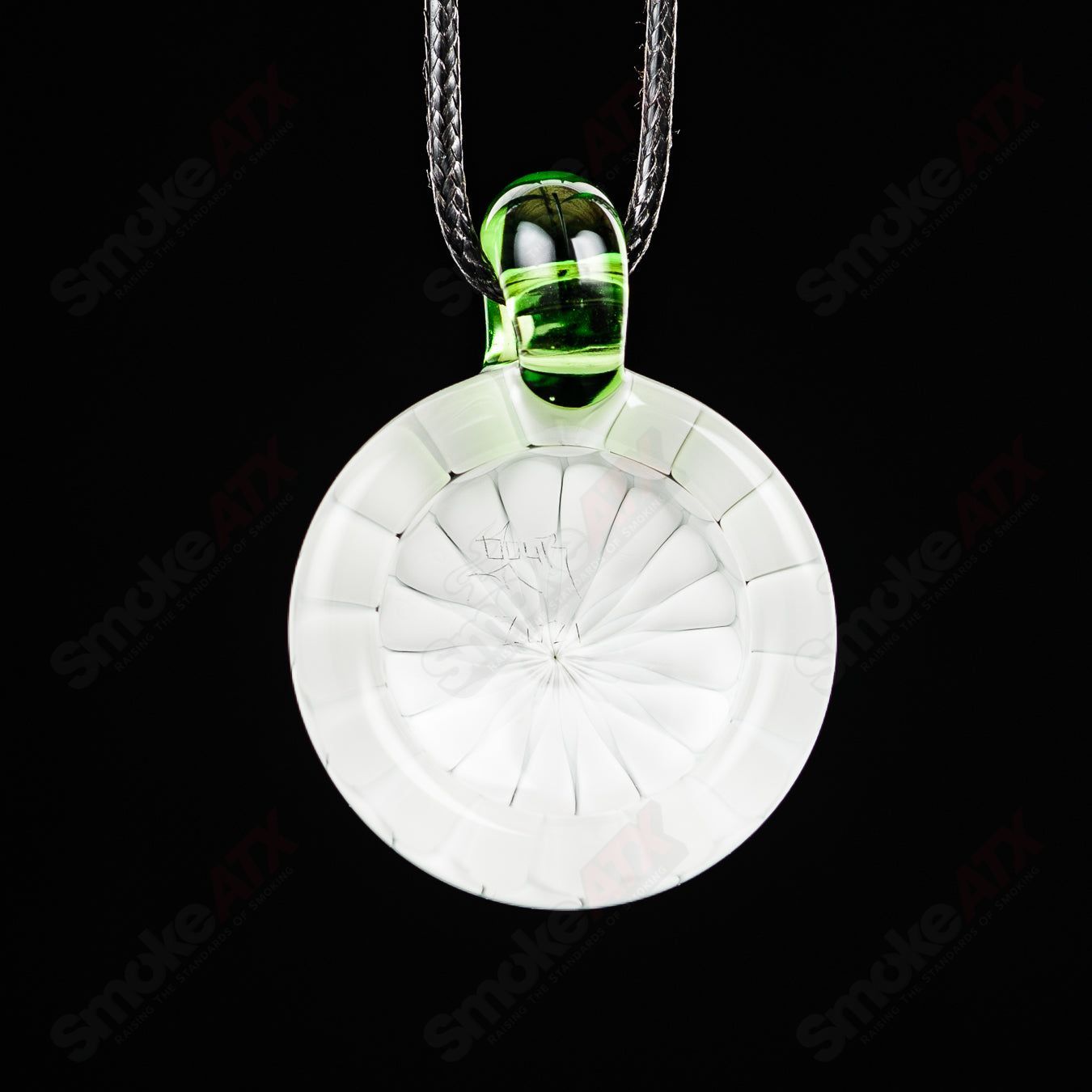 Green No Opal Dot Stack Pendant by Olour, glass pendant featuring layered green and dot design, designed by David White.