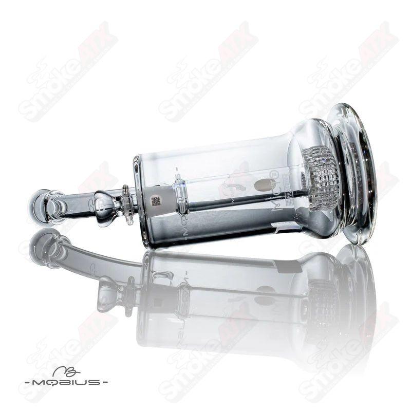 Mobius Micro Matrix V3 waterpipe glass with intricate design and clear glass construction, showcasing its detailed craftsmanship.