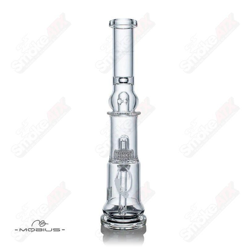 Glass waterpipe Nano Matrix V2 Mobius with intricate design and clear glass body for smooth smoking experience.