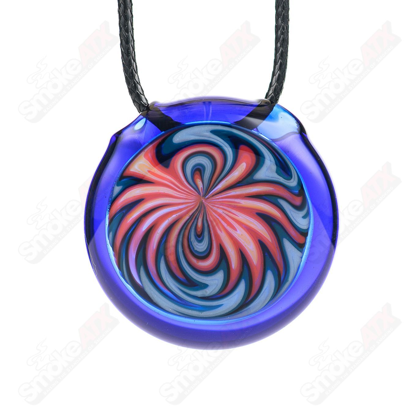Nathan Hollister Small Wig Wag Pendant made of glass, showcasing vibrant colors and a unique, artistic design.
