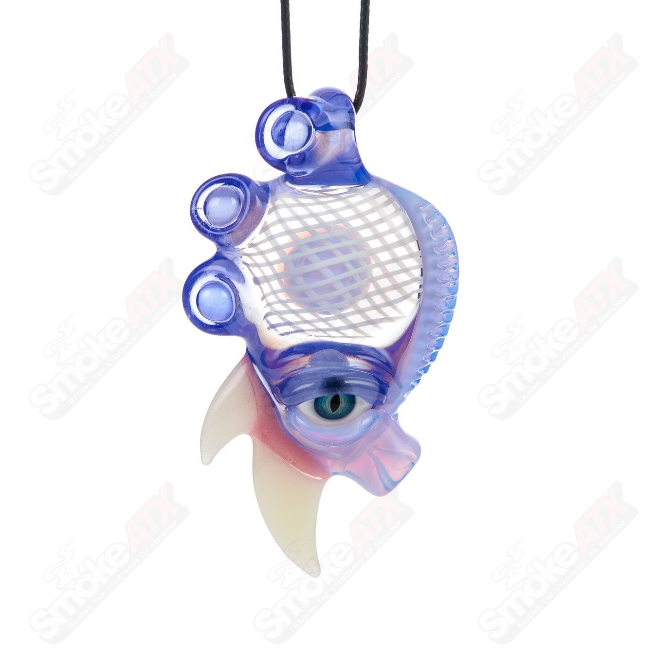 Salt Glass Lotus White, Lucid, Neptune pendant from SPG x SALT, featuring a clear, elegant heady glass pendant with intricate design.