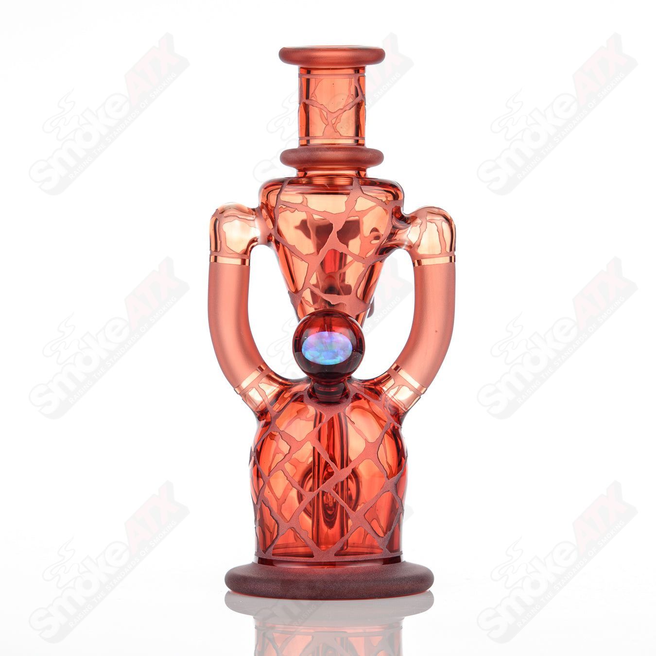 Pomegranate single-color double-up rig by Rooster Glass, heady glass concentrate rig with vibrant design and sturdy glass construction.