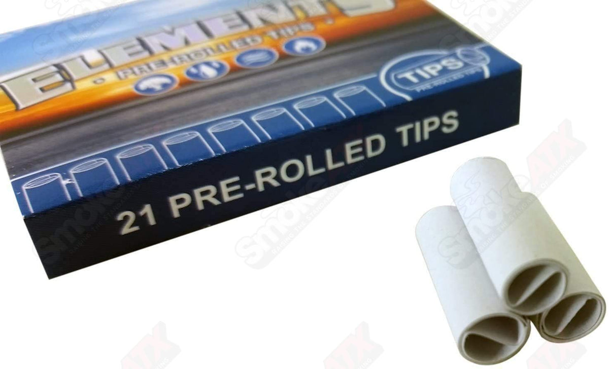 Pre-rolled Tips by Elements, 420 Products paper rolling tips for smooth, even rolling, shown in the image.