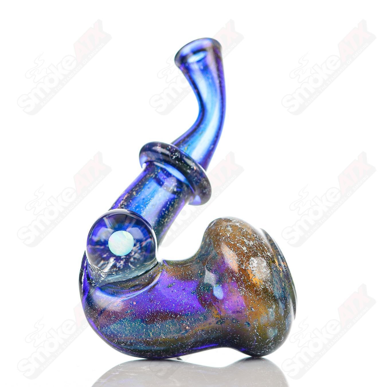 JMass Quasar Tech Sherlock heady glass pipe with intricate glasswork and clear design, crafted by Melodium & JMass.