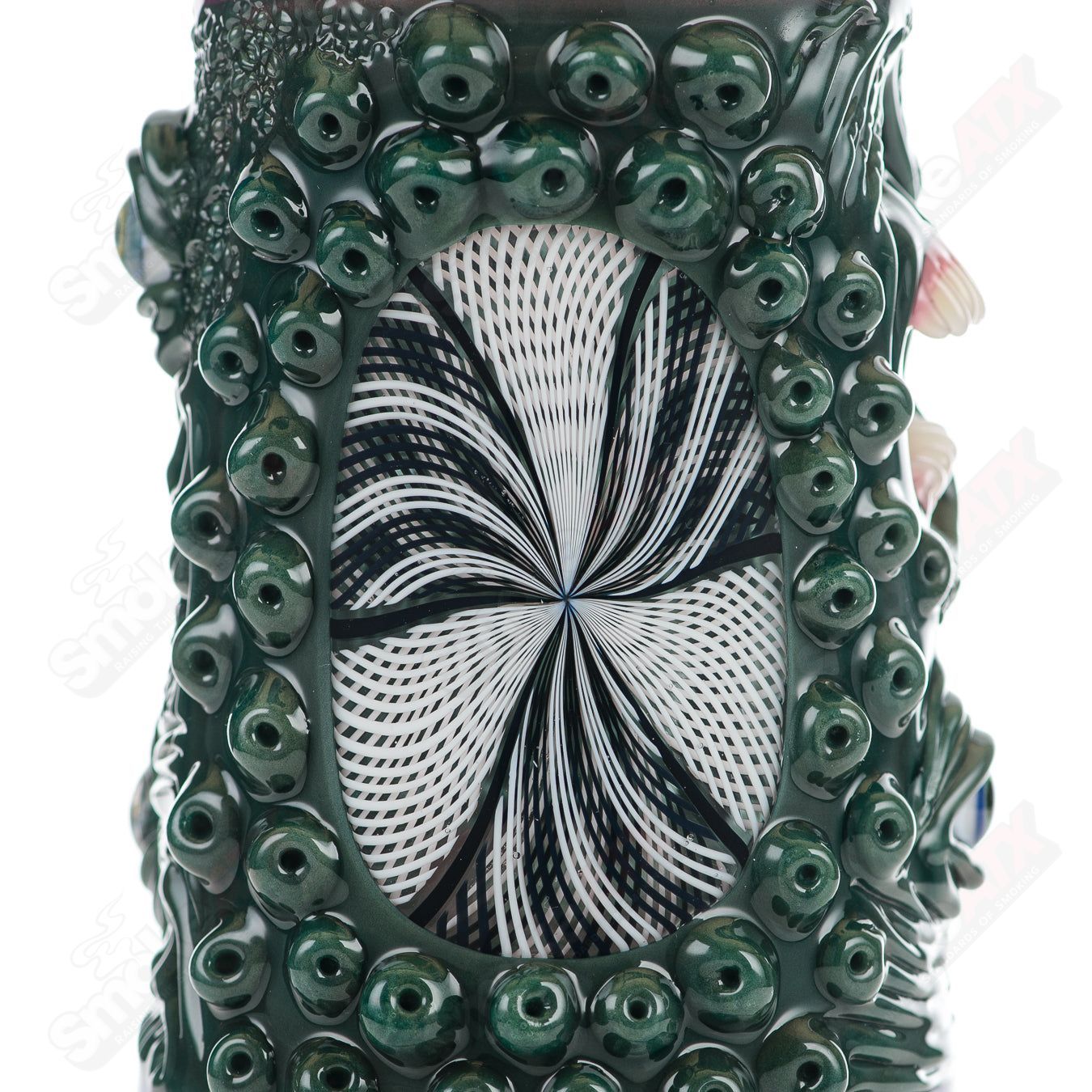 Reticello Many Face Drinking Mug by Salt Glass, handcrafted heady glass cup with intricate reticello design and multiple face patterns.