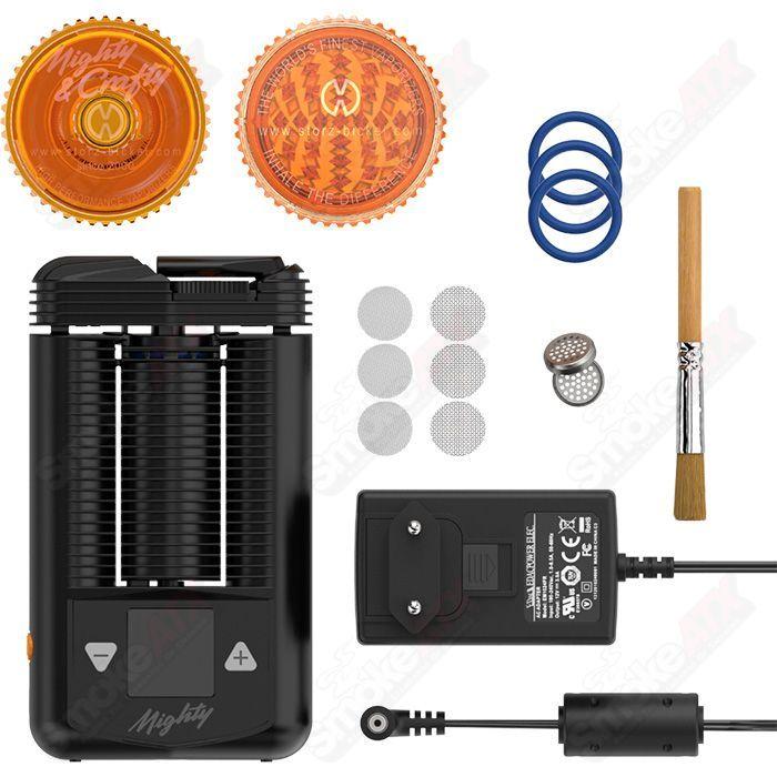 Storz Bickel SB Mighty vaporizer for dry herbs, tabletop vaporizer device with digital display and ergonomic design.