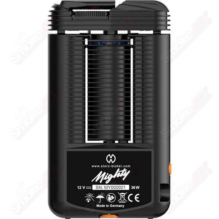 Storz Bickel SB Mighty vaporizer for dry herbs, tabletop dry herb vaporizer with digital display and ergonomic design.