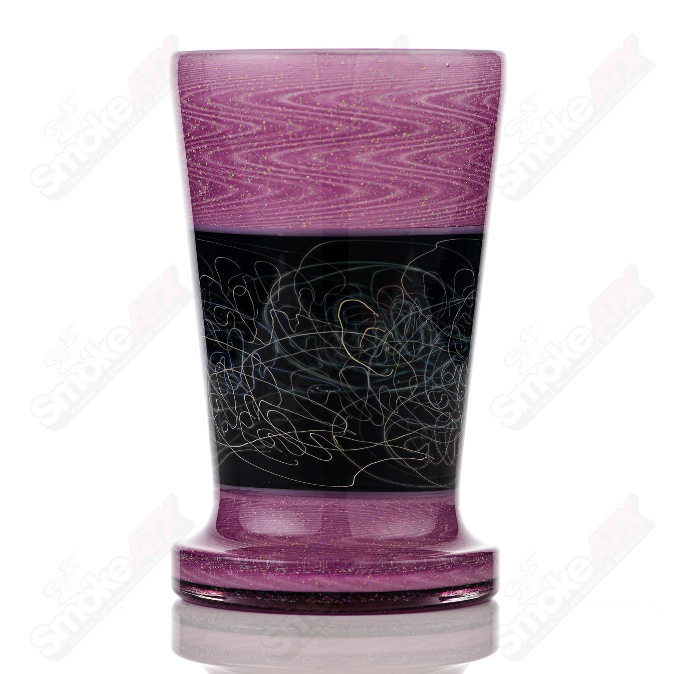 Colorful Scribble Tech Drinking Glass by Calmbo featuring Eusheen designs, made of high-quality heady glass for stylish beverage serving.