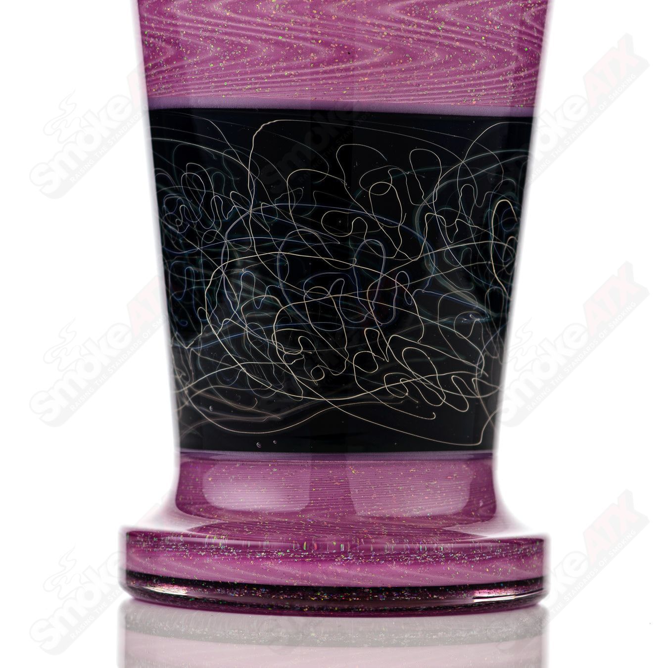 Scribble Tech drinking glass by Calmbo featuring a colorful Eusheen head design, heady glass cup for beverages.