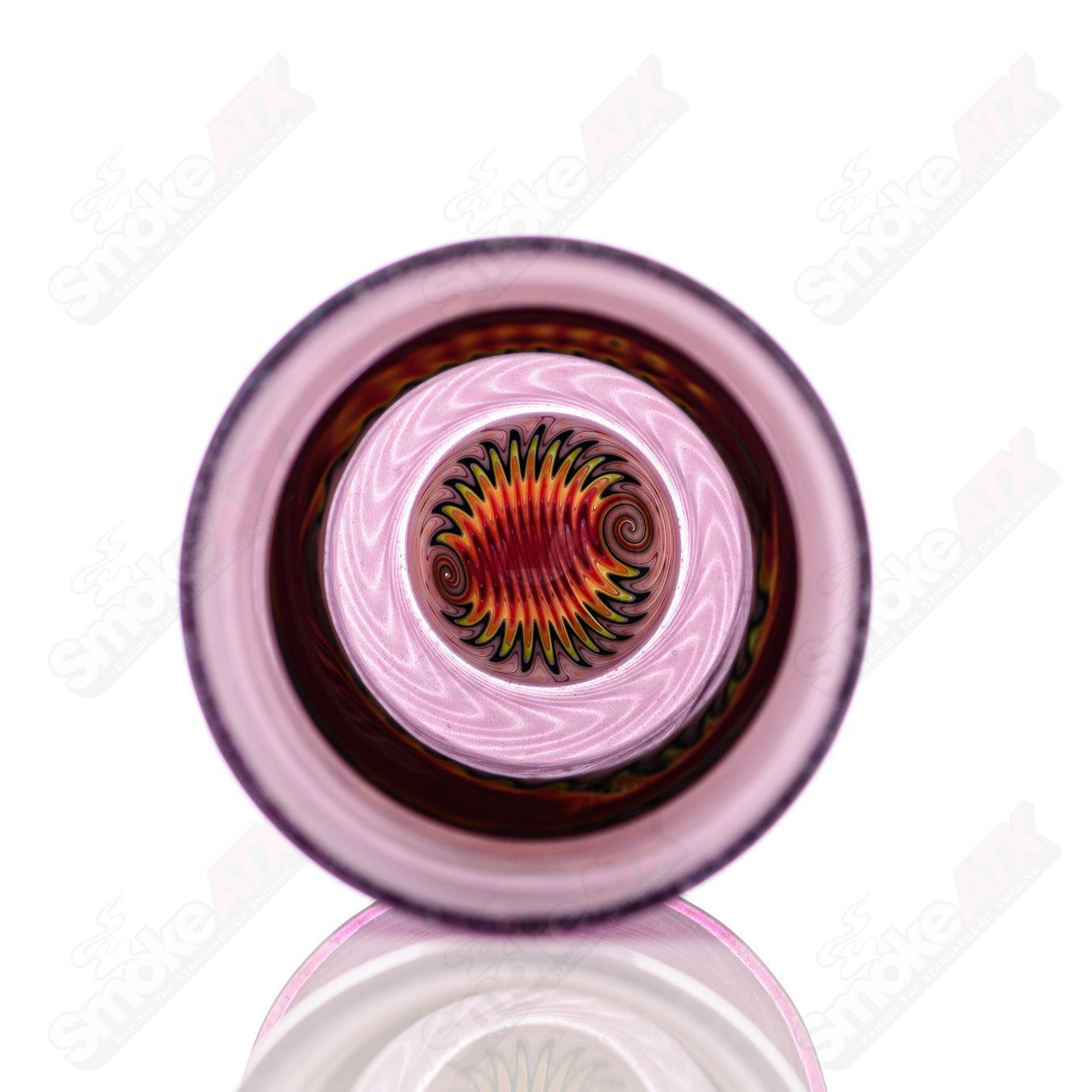 Scribble Tech Drinking Glass by Calmbo featuring a colorful Eusheen head design, made of clear heady glass for beverages.