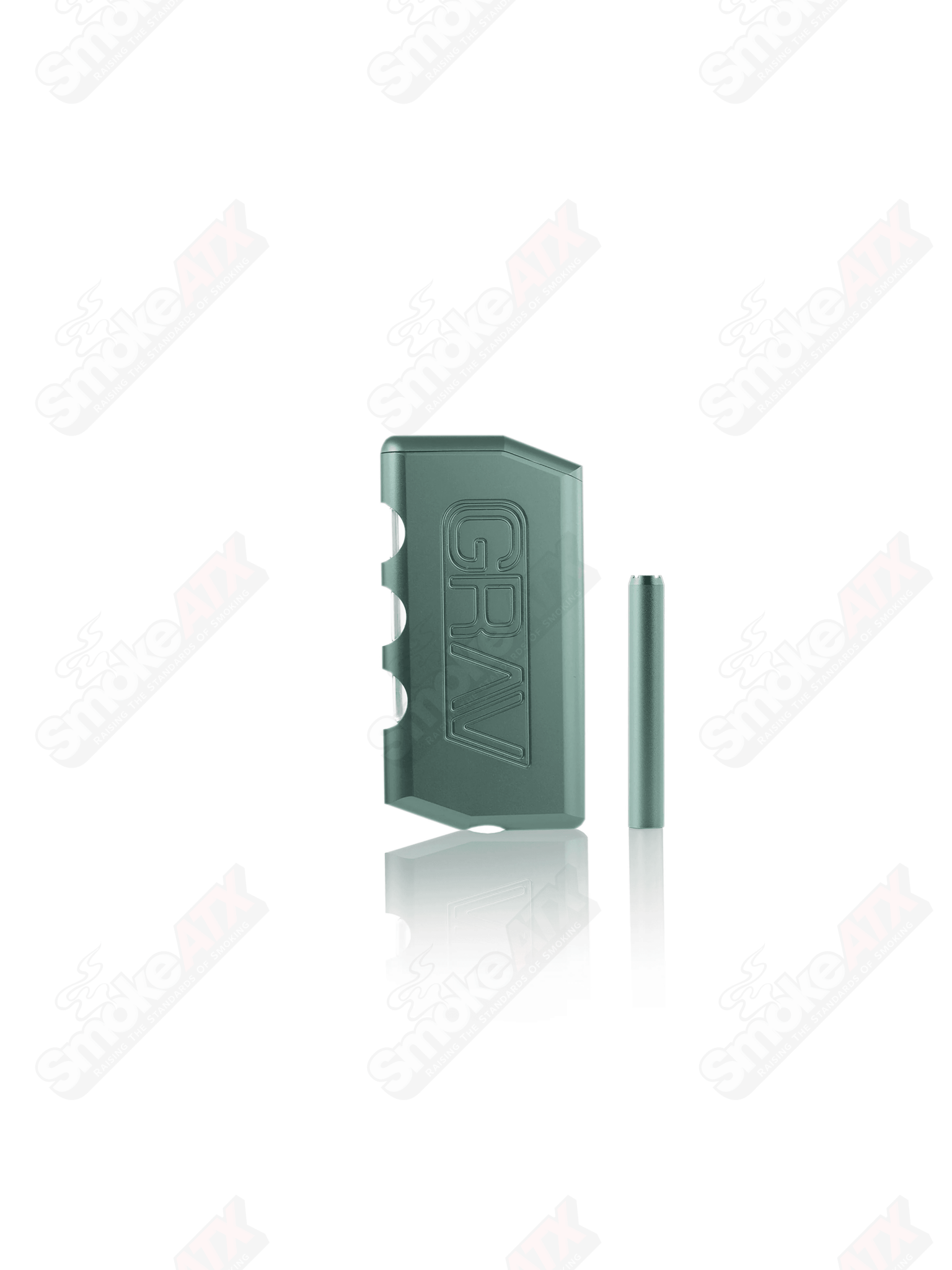 Sea green Grav dugout for 420 products, featuring a sleek design and compact storage for smoking accessories.