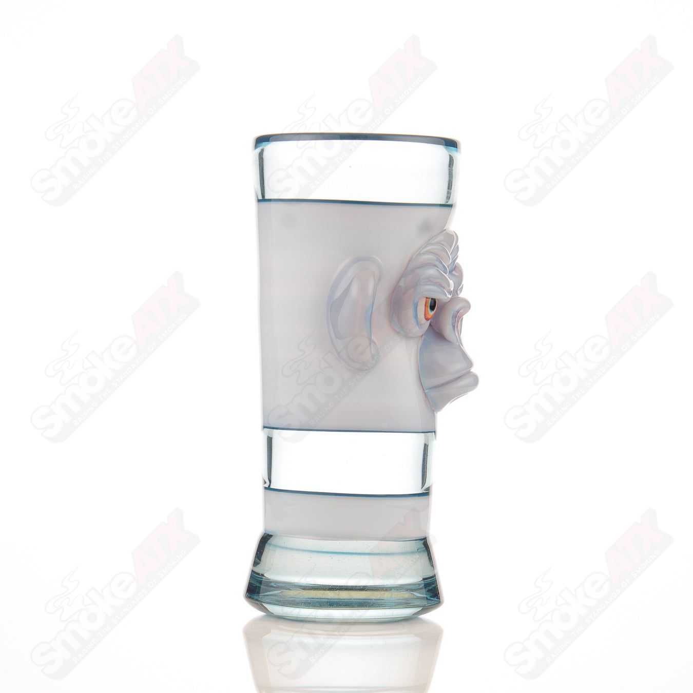 Shifty Monkey drinking glass by Jake C Glass, featuring colorful heady glass cup with monkey design and intricate glass artwork.