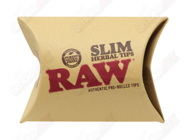 Slim herbal pre-rolled tips by RAW, designed for rolling papers, made from natural herbal material, perfect for smooth rolling.