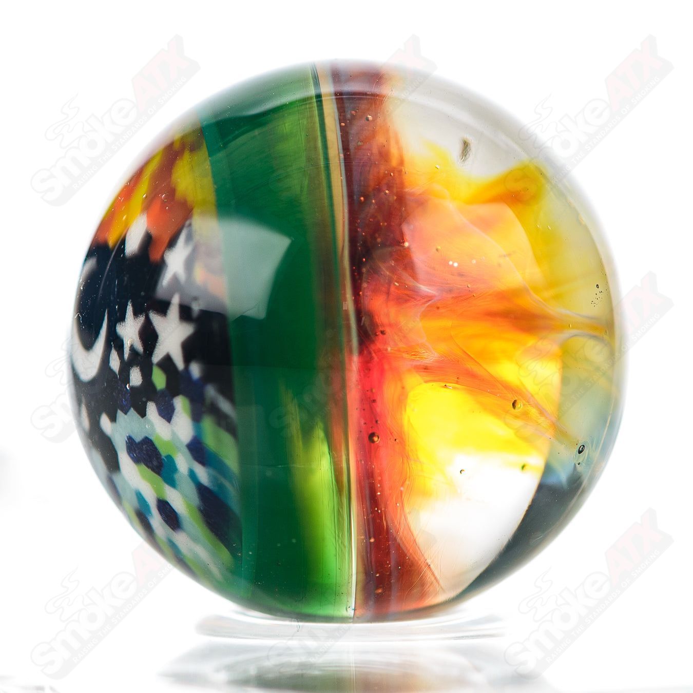 Heady glass Slurper Marble by Phil Siegel featuring colorful, intricate marble designs on a clear glass piece.