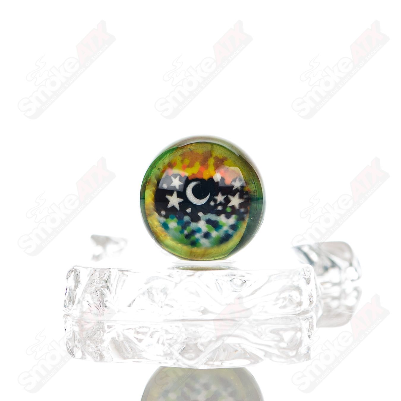 Colorful Slurper Marble by Phil Siegel Glass, handcrafted heady glass art with intricate swirling patterns and vibrant hues.