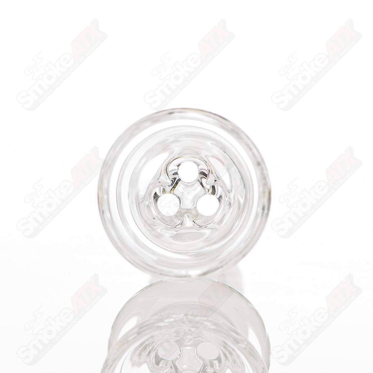 Clear glass straight tube with lace-sphere design by SoL Glassworks, showcasing intricate craftsmanship and smooth finish.